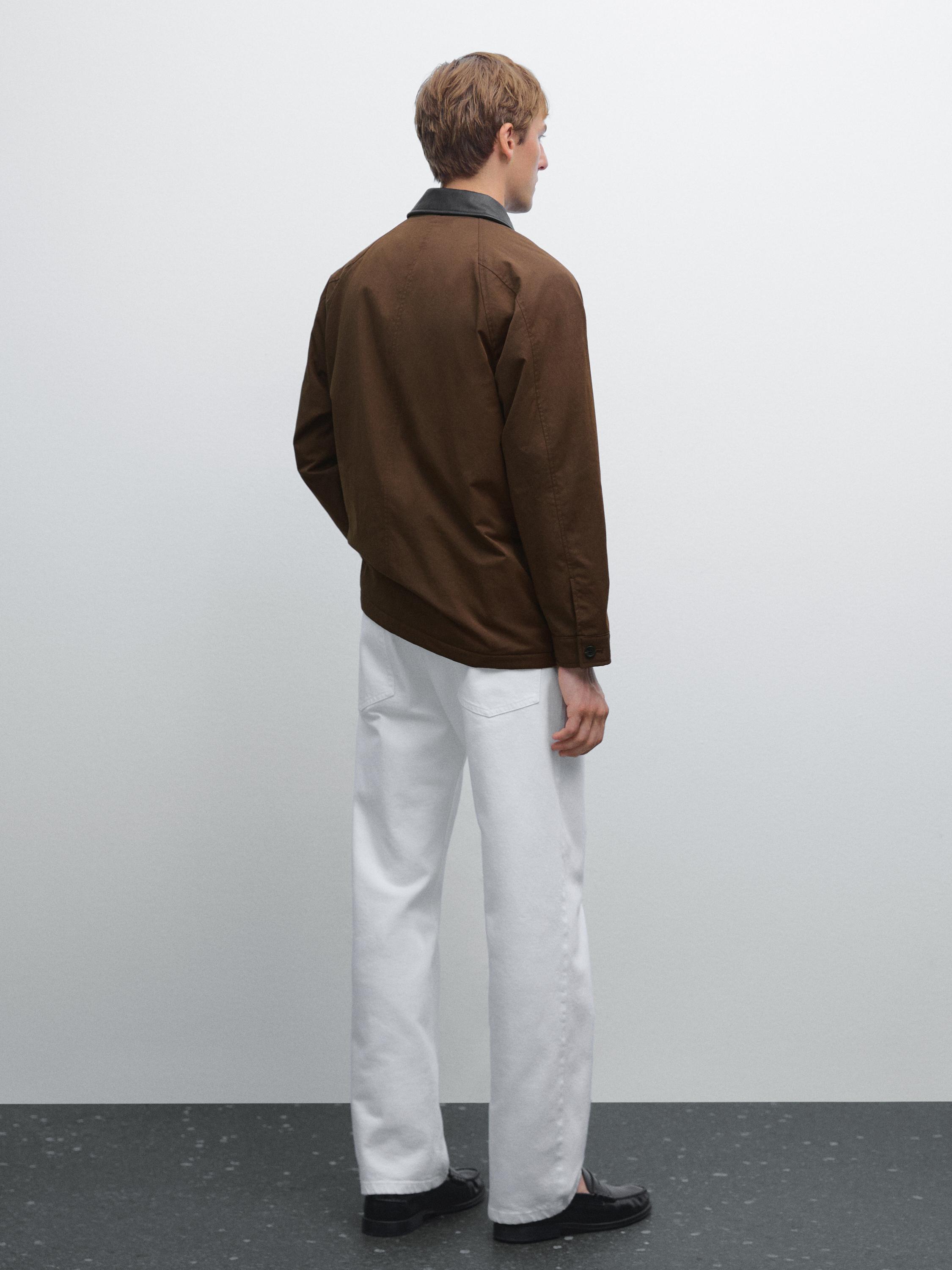 Short parka with collar detail