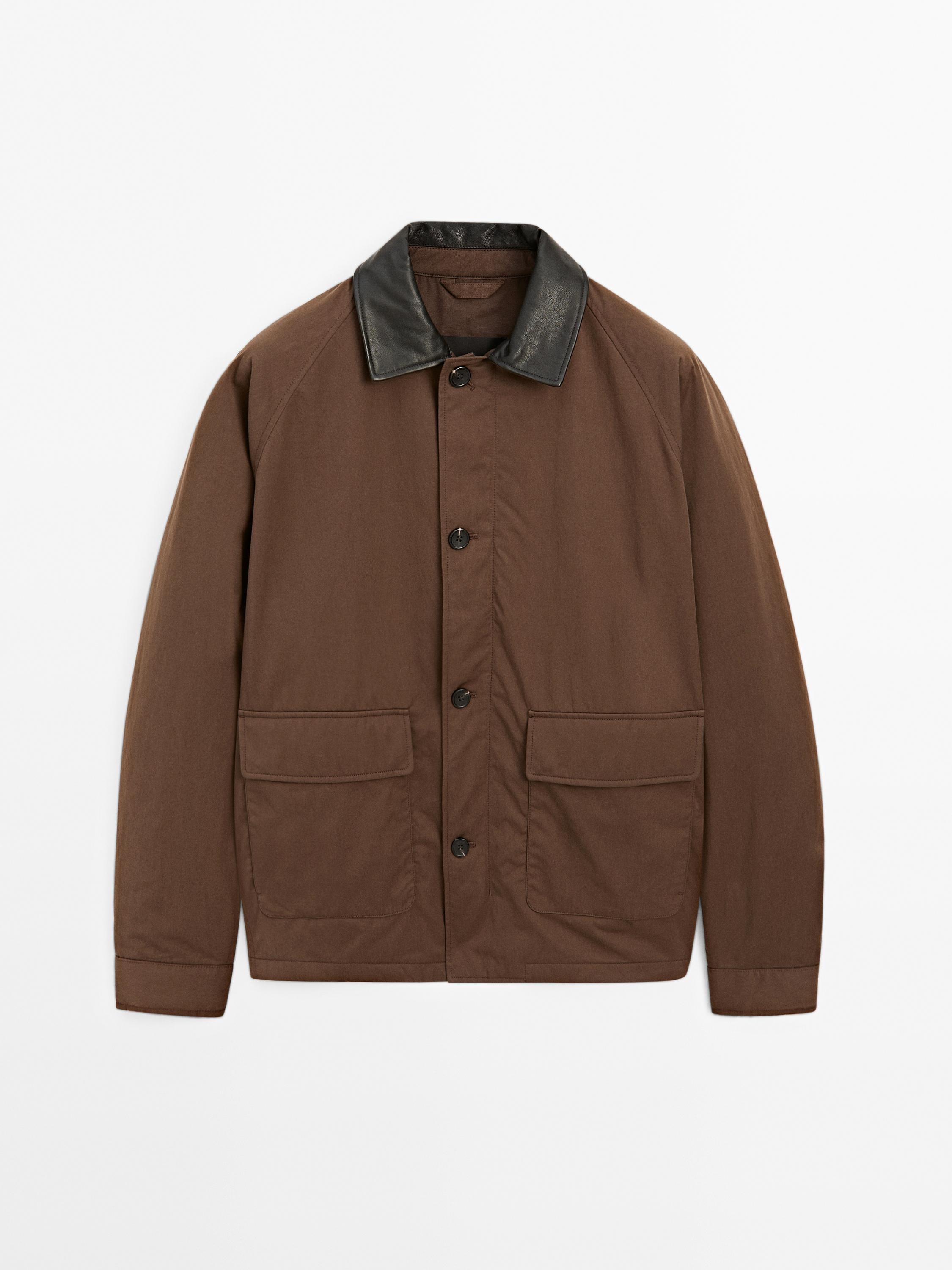 Short parka with collar detail