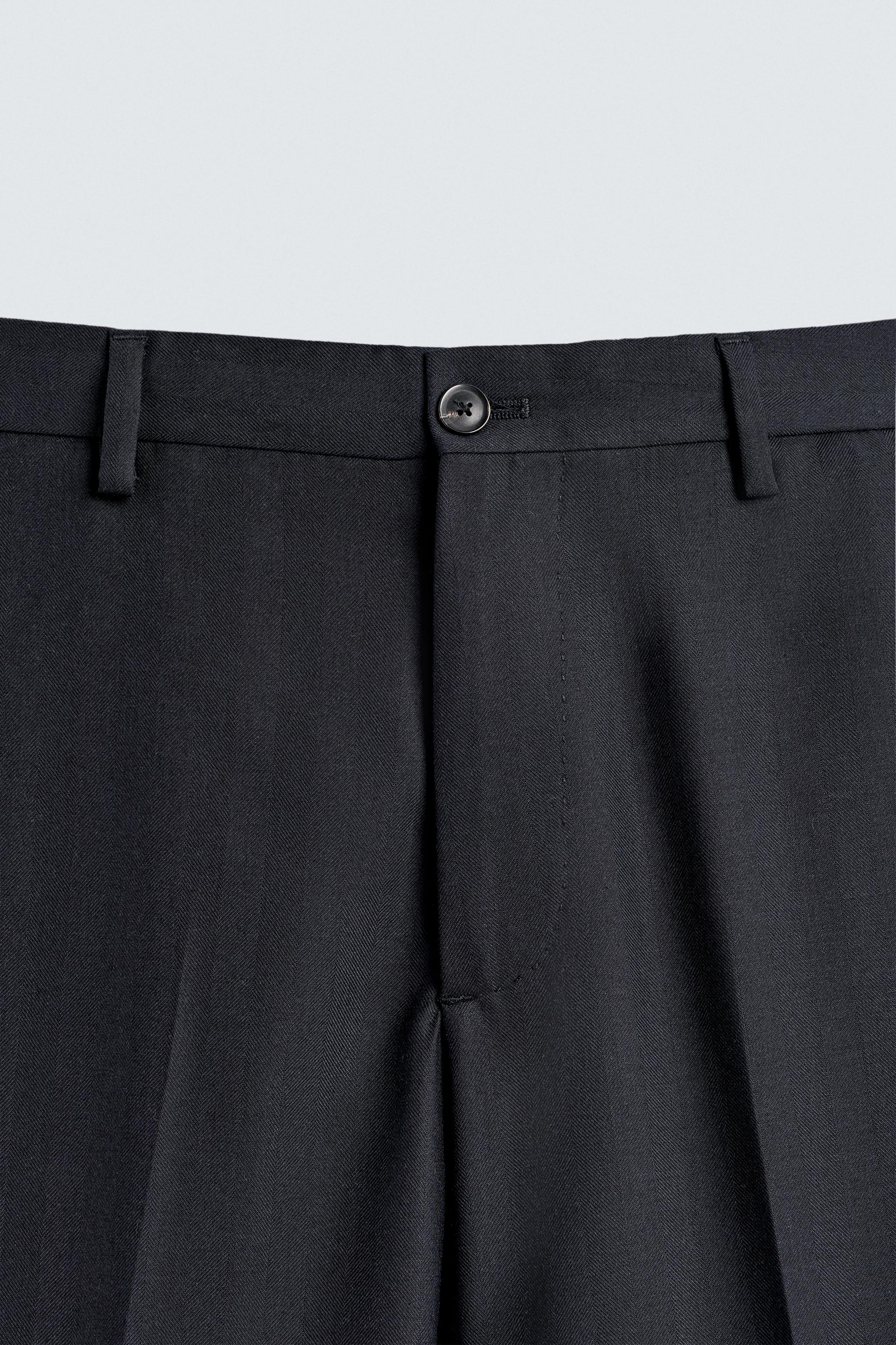 HERRINGBONE SUIT PANTS