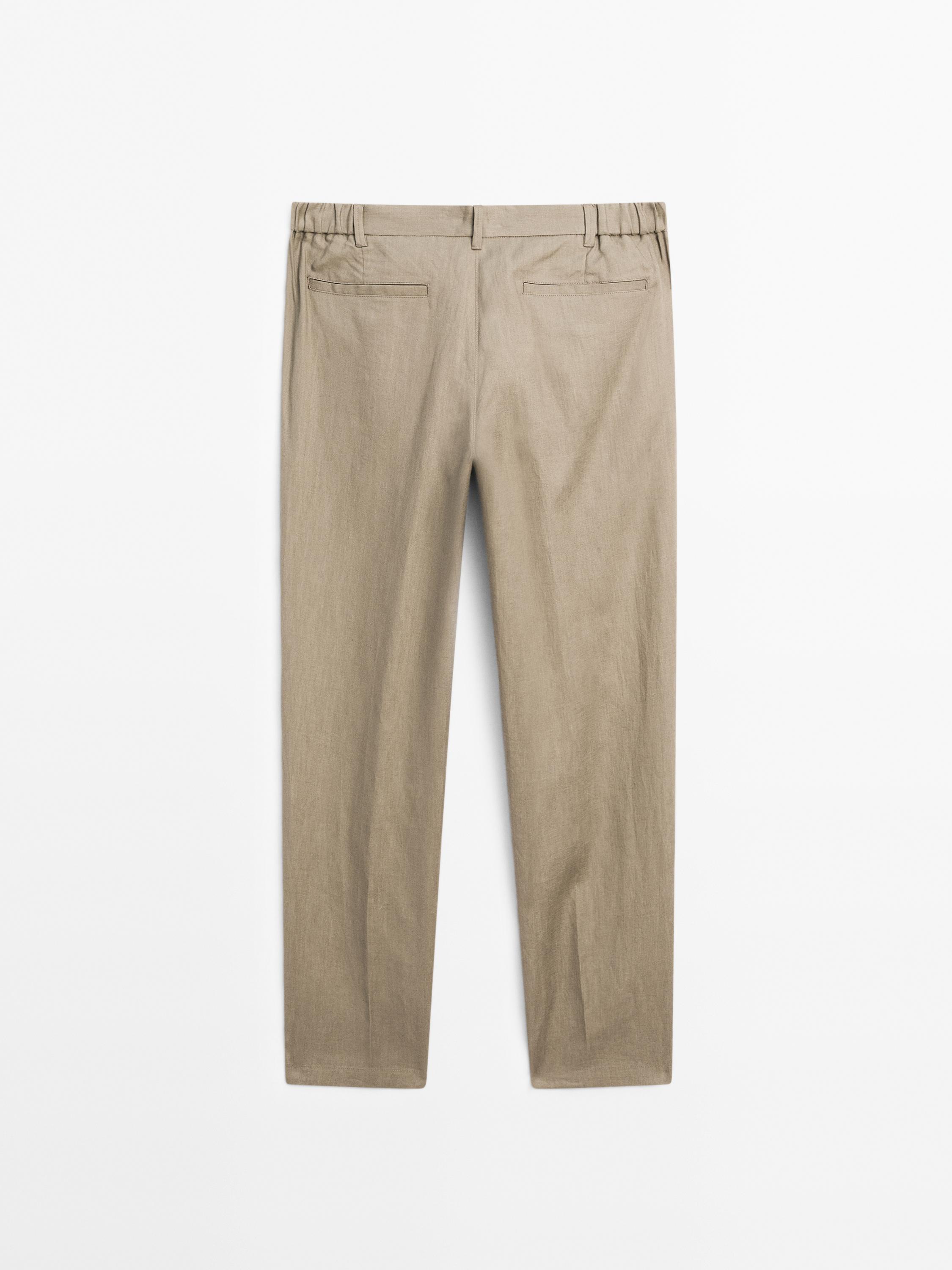 100% linen tapered fit trousers