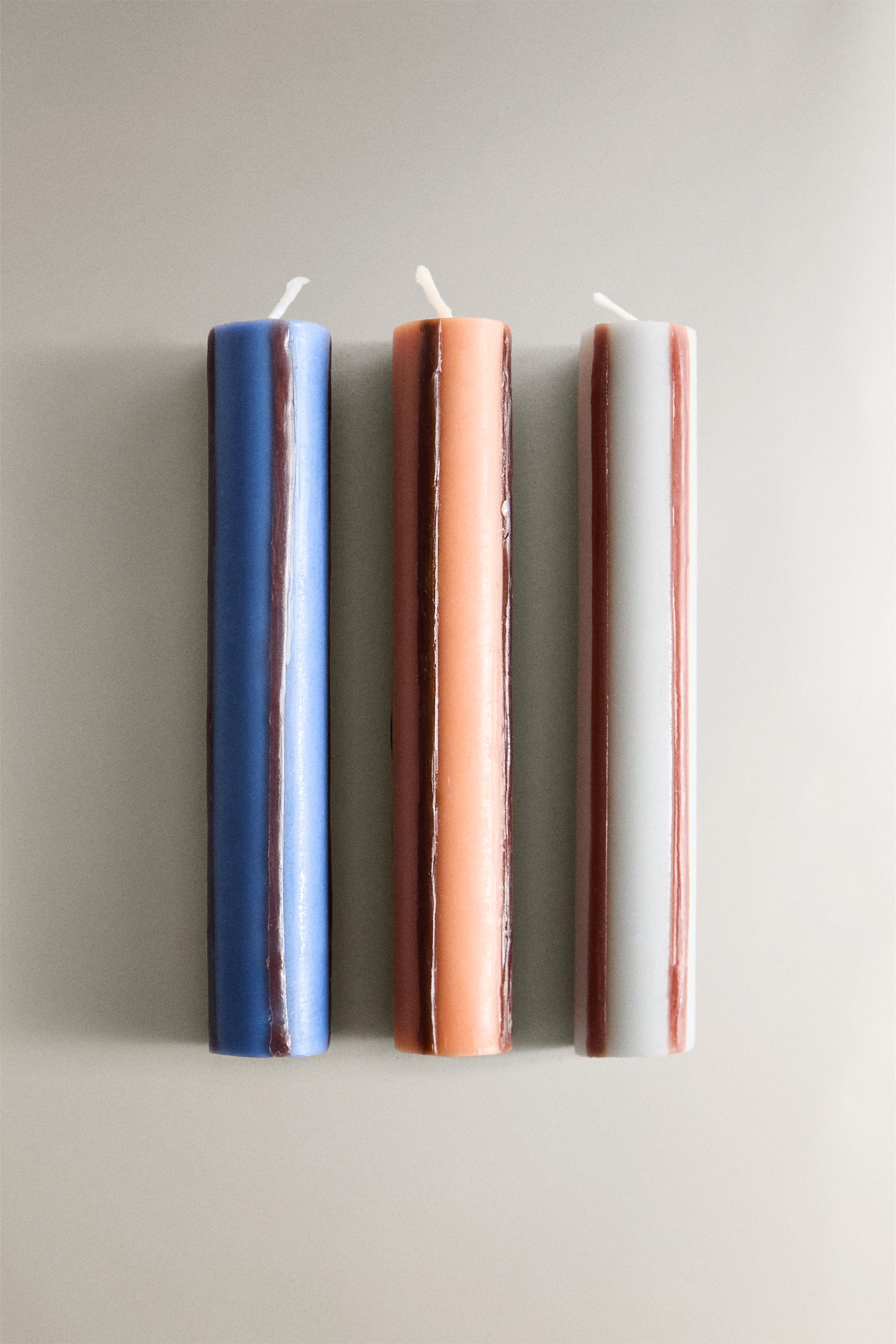 SET OF LONG STRIPED CANDLES (SET OF 3)