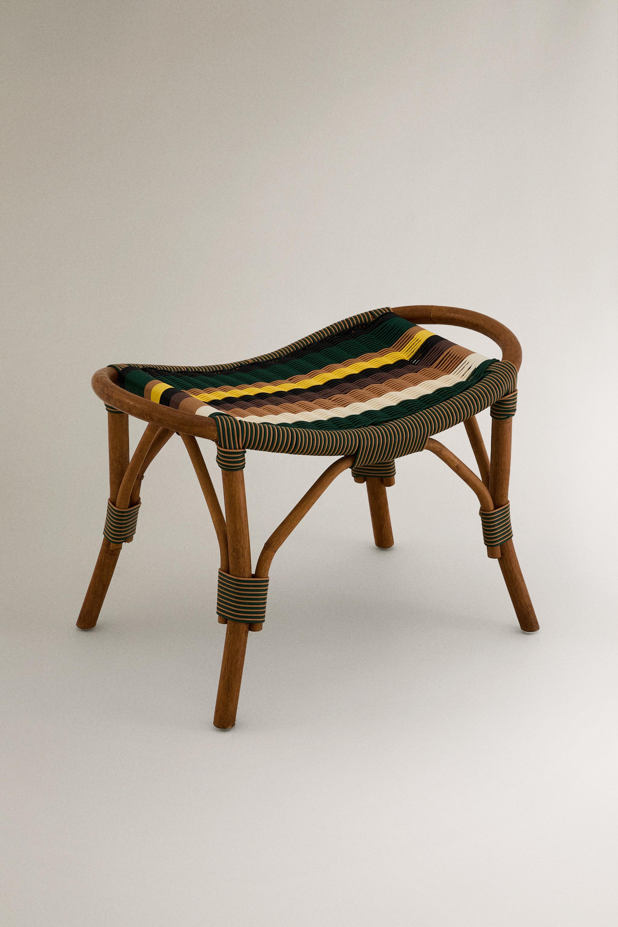 RATTAN STRIPED FOOTREST X COLLAGERIE