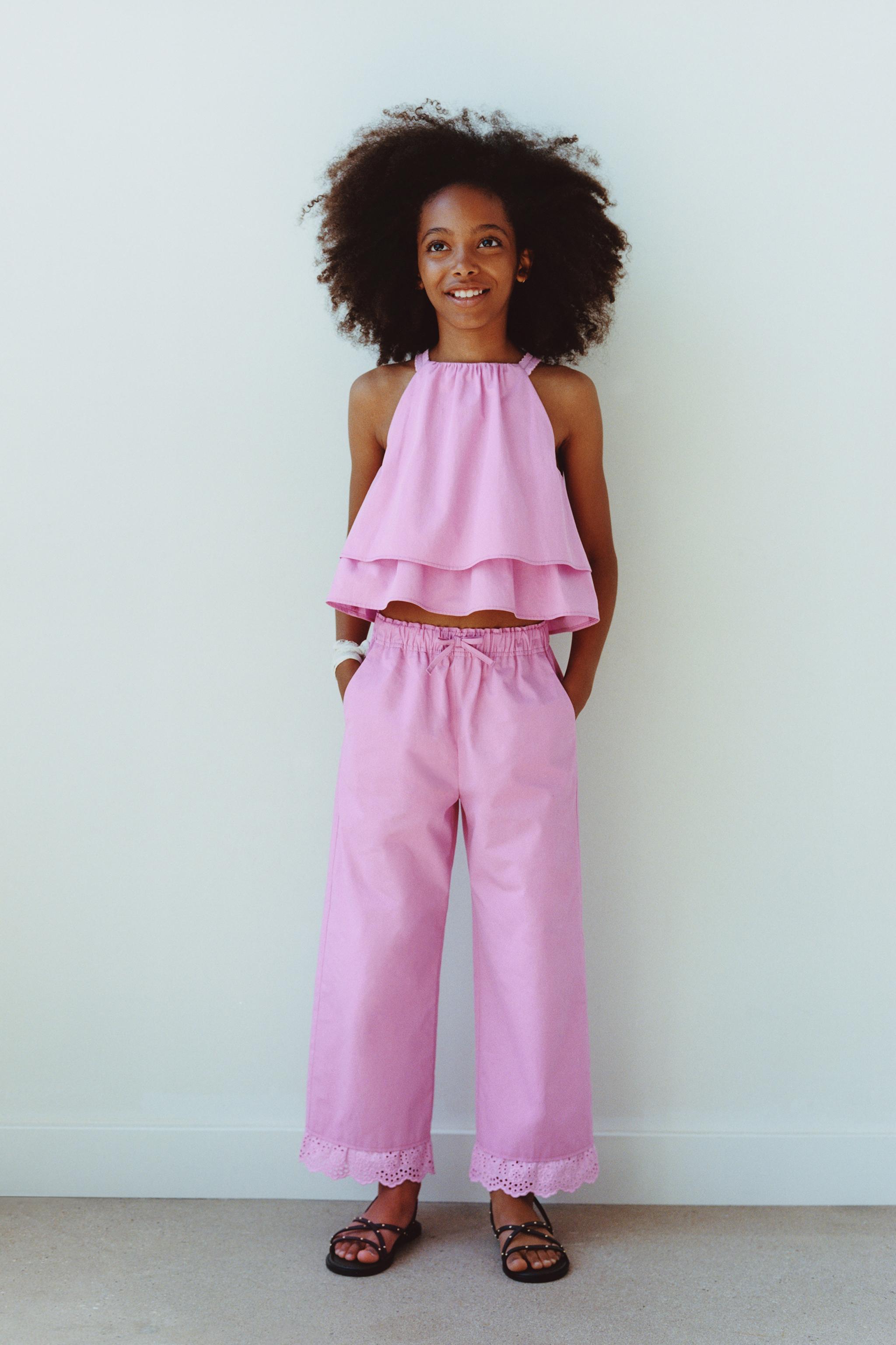 DOUBLE RUFFLE LACE POPLIN TOP