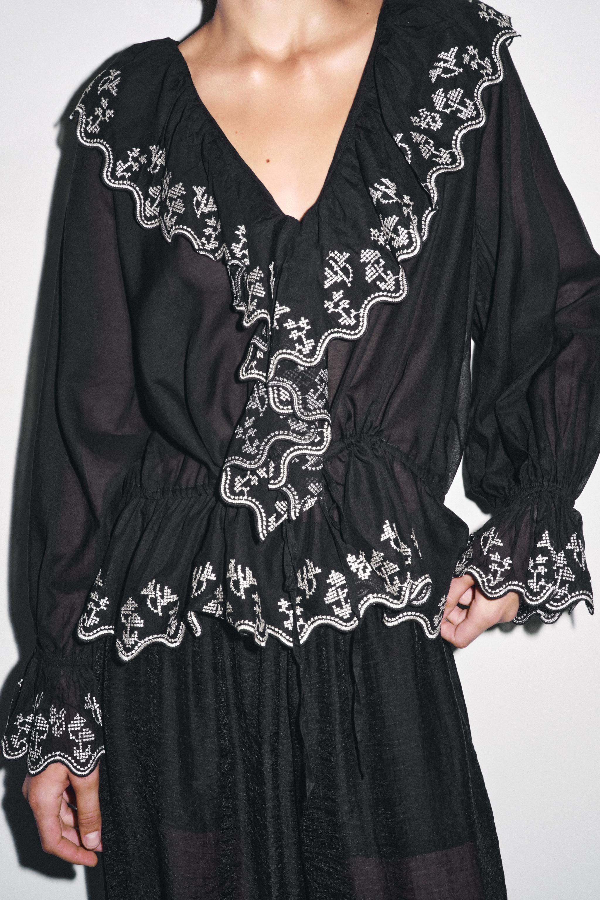 EMBROIDERED RUFFLED BLOUSE ZW COLLECTION