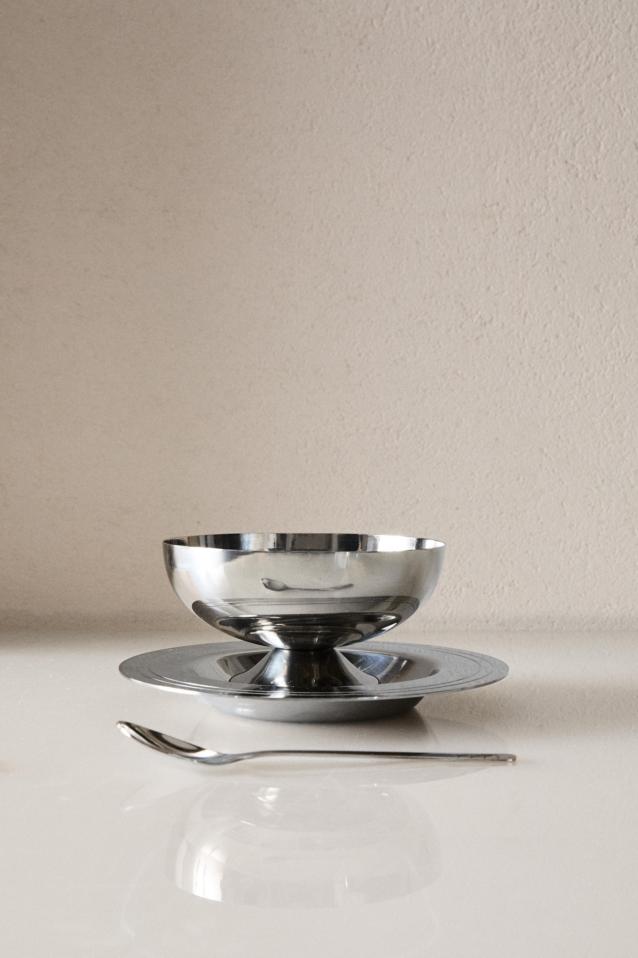 SHINY METAL ICE-CREAM CUP SET