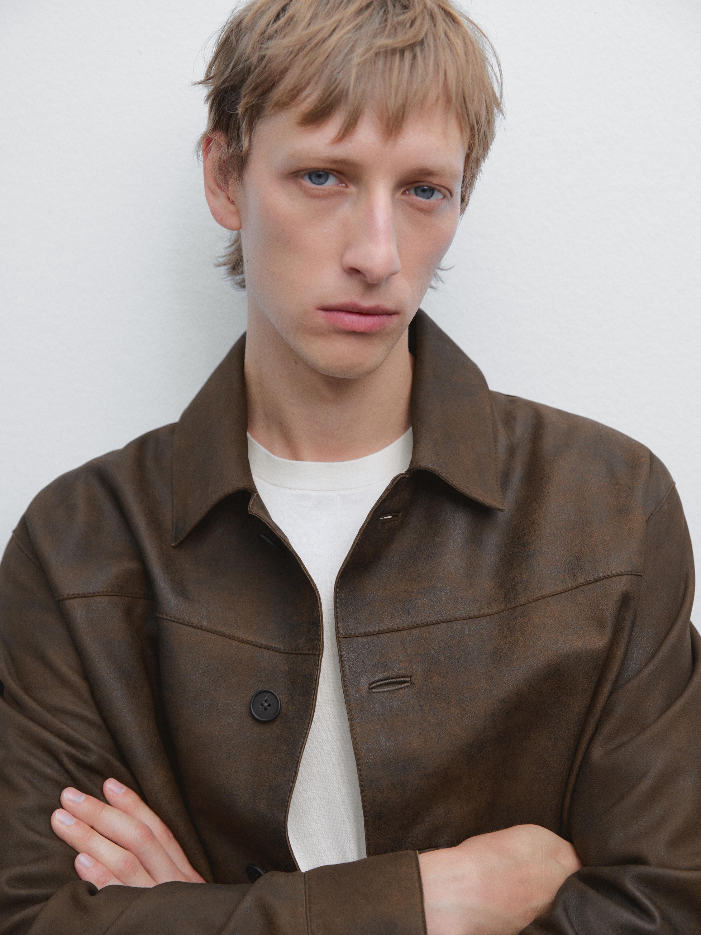 Suede finish sheepskin jacket