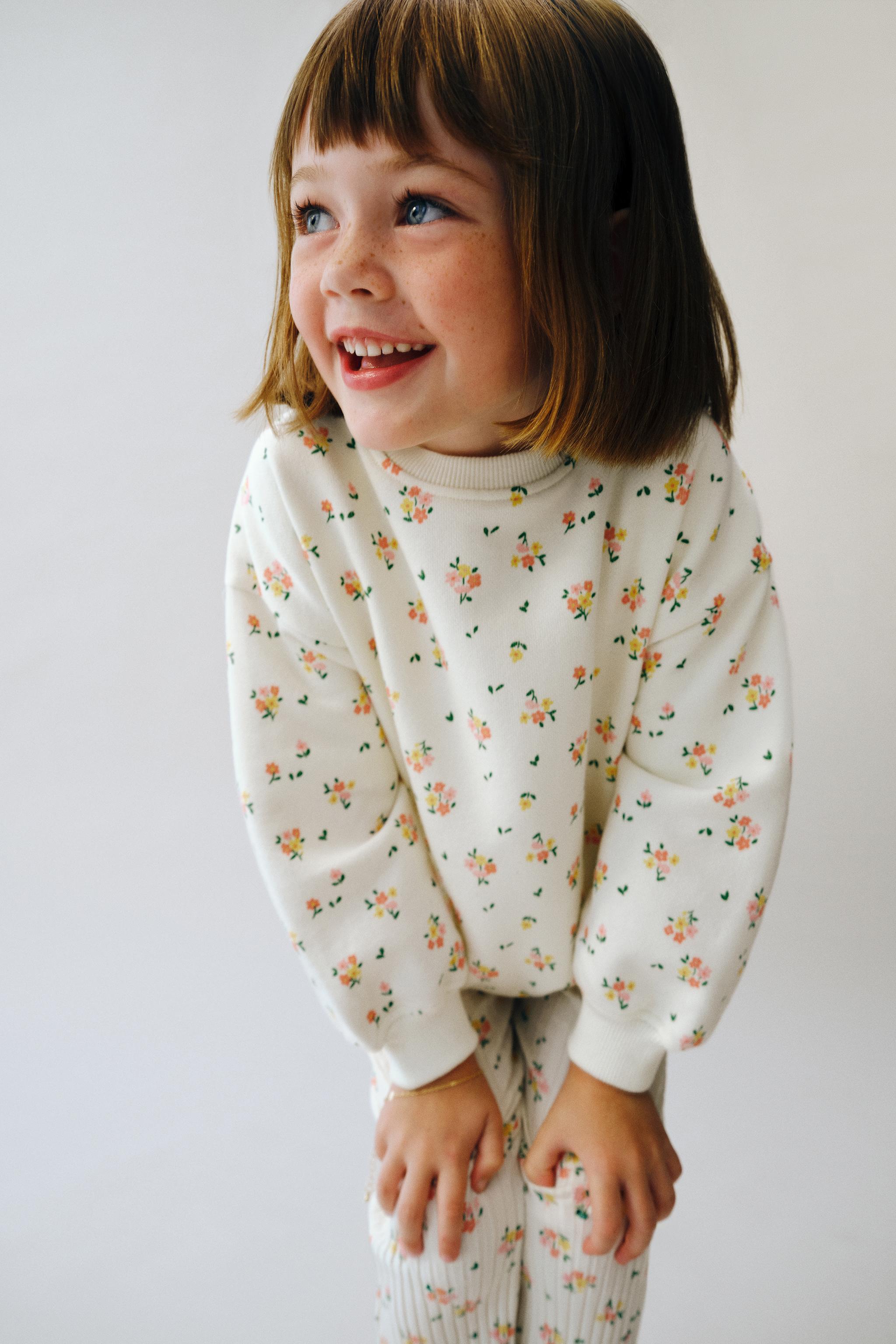 PRINTED RIB FLARE SWEATSHIRT AND LEGGING SET