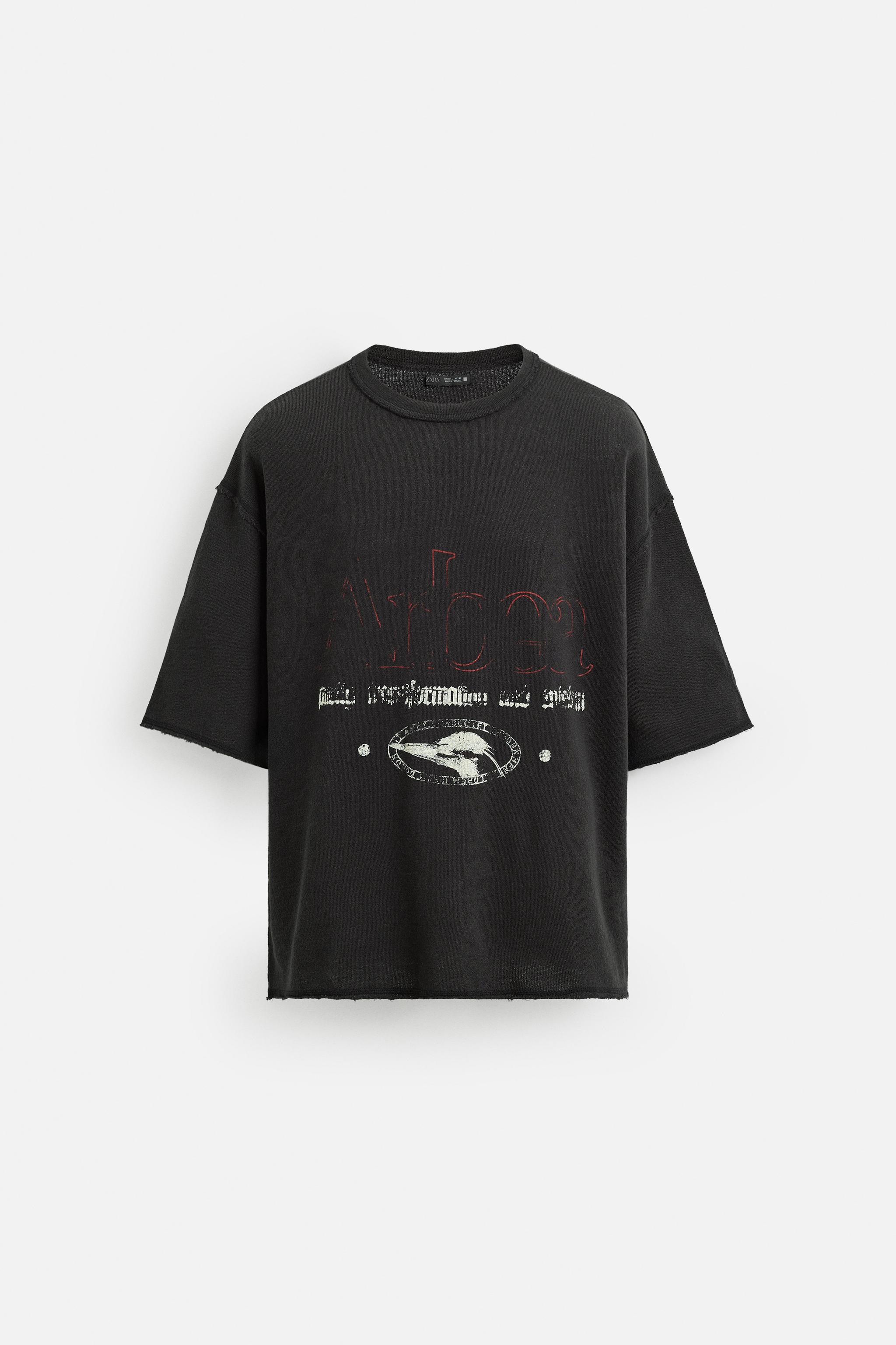 WASHED PRINT KNIT T-SHIRT