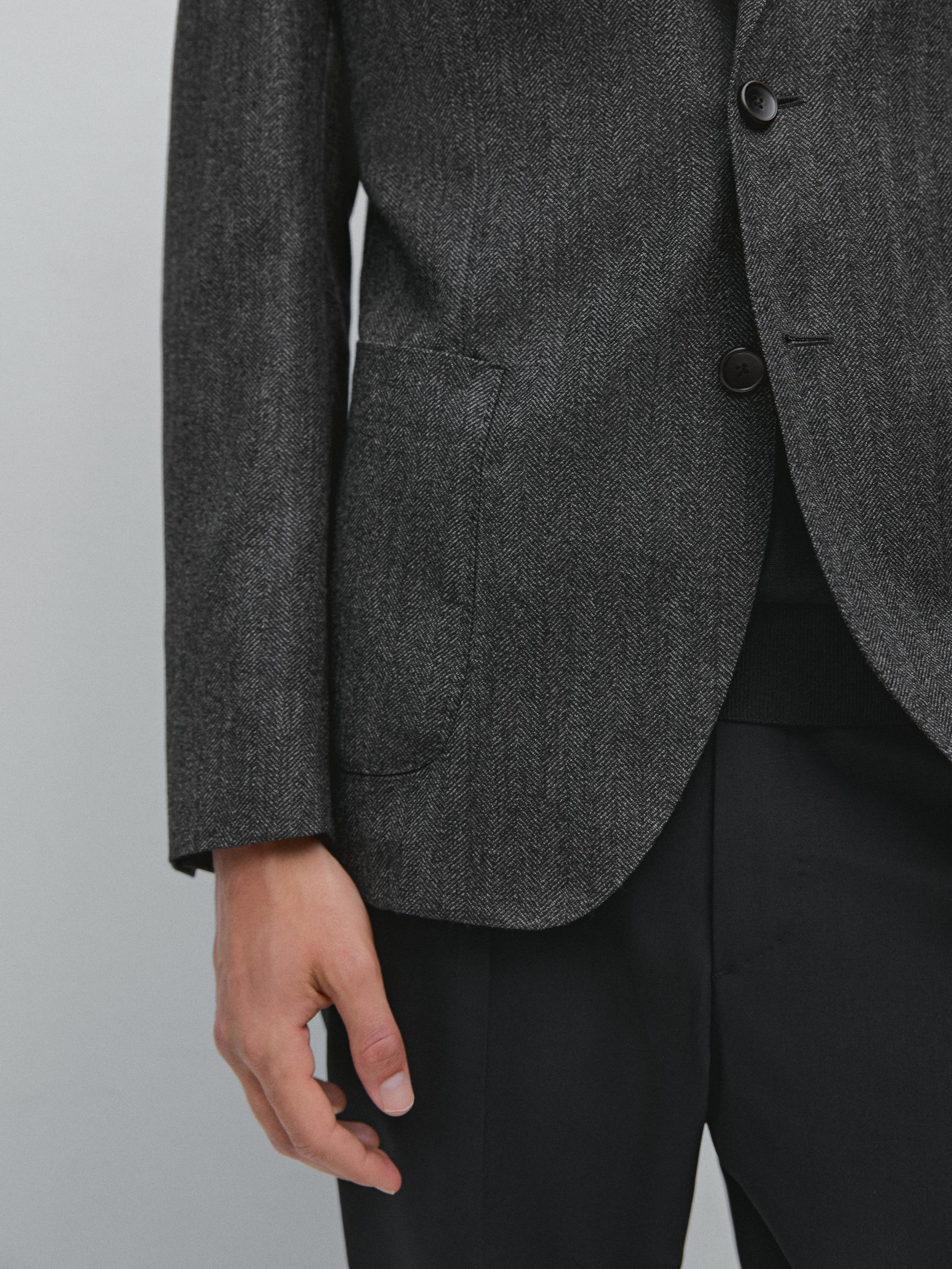 Herringbone wool blend blazer