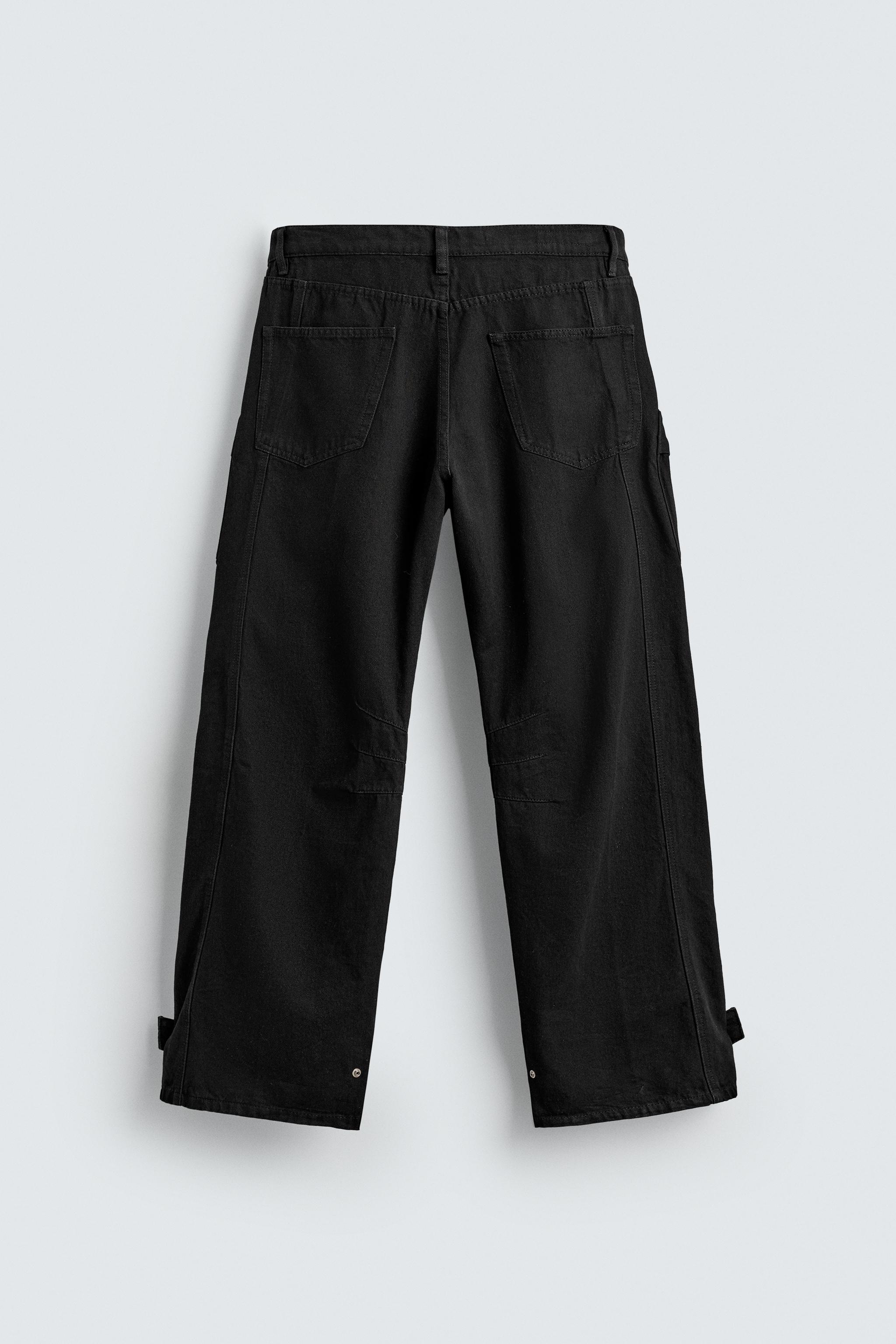 DENIM CARGO PANTS WITH POCKETS
