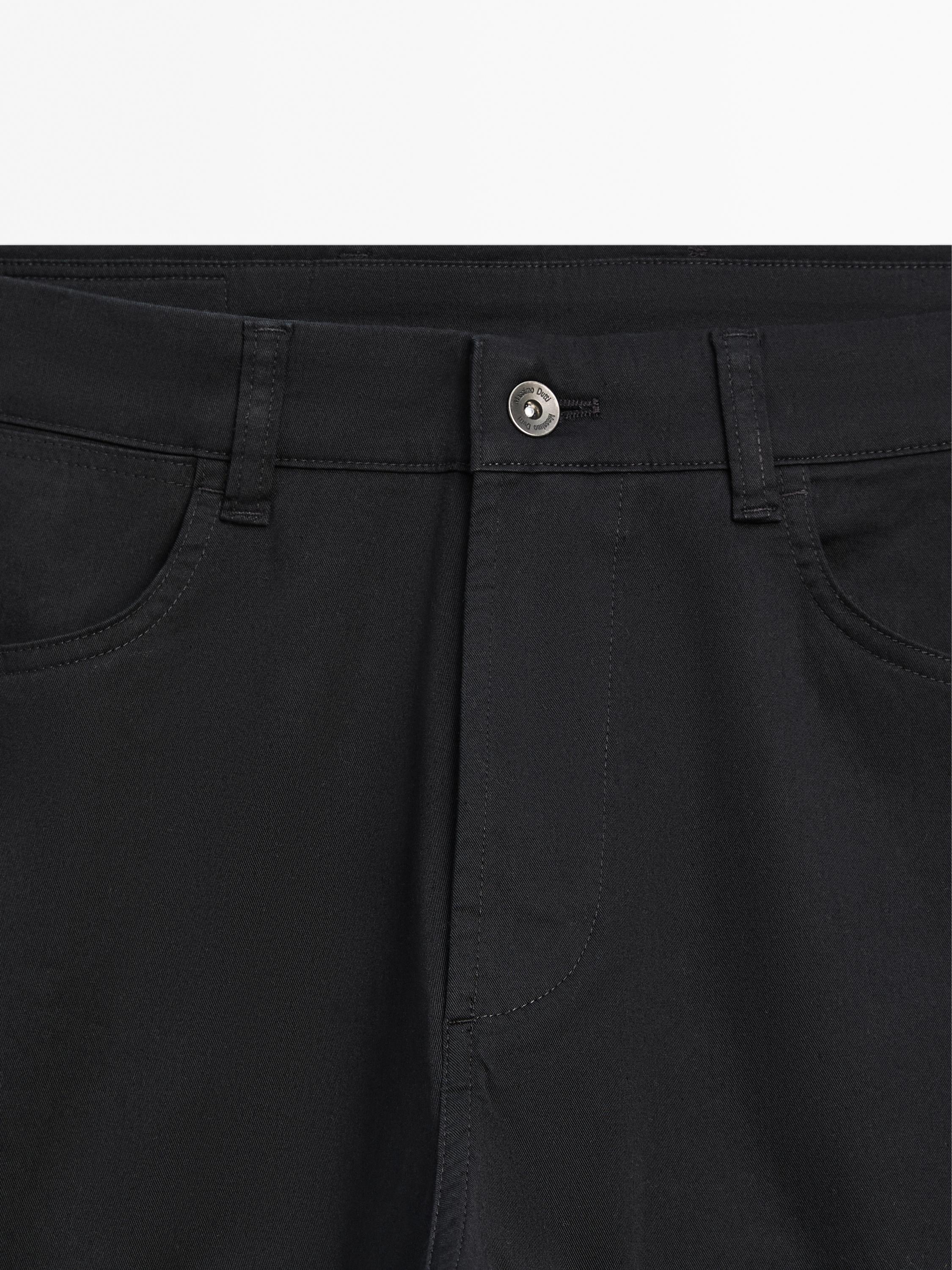 Slim-fit lightweight textured weave denim trousers