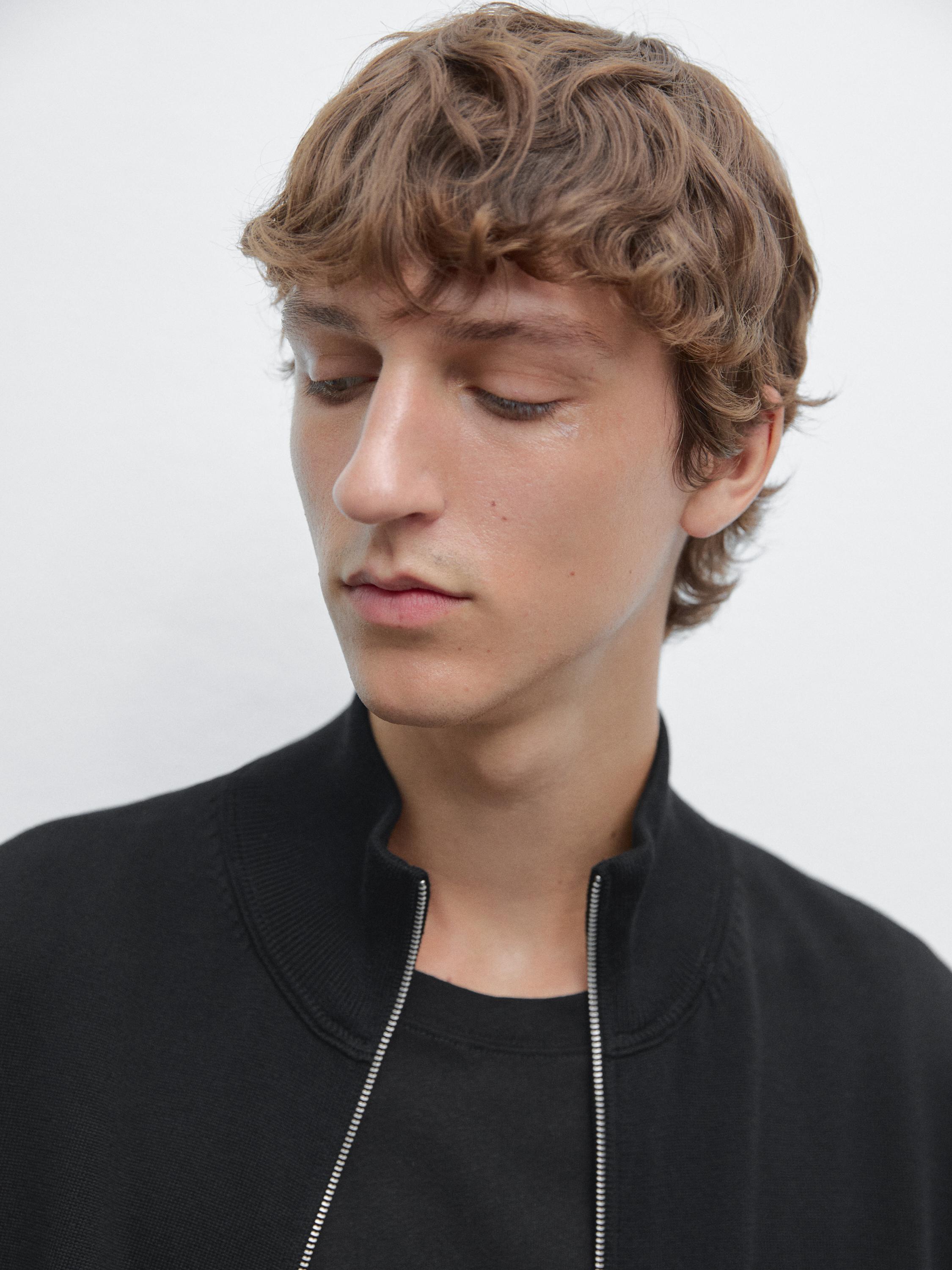 100% cotton zip cardigan