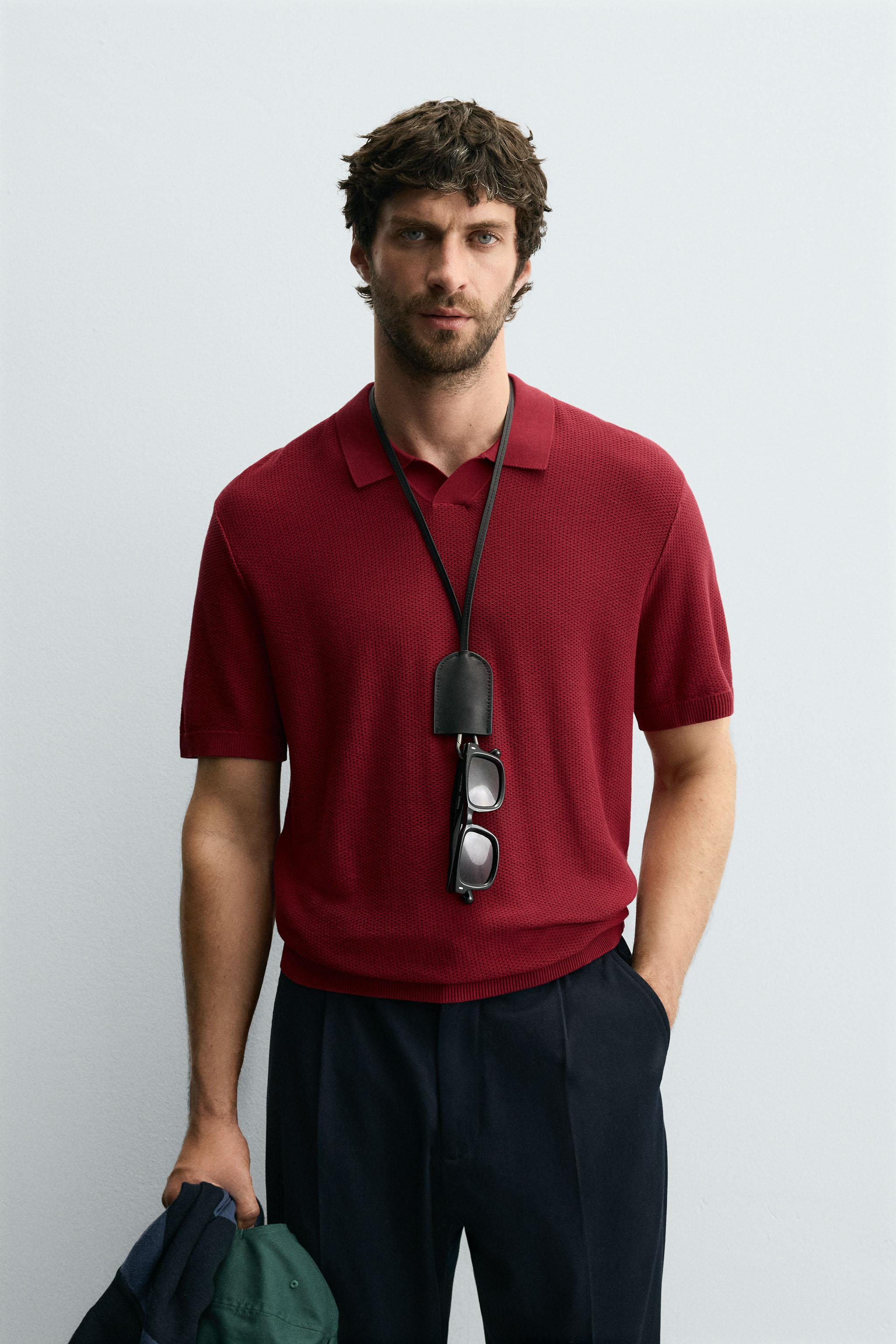 TEXTURED KNIT POLO SHIRT