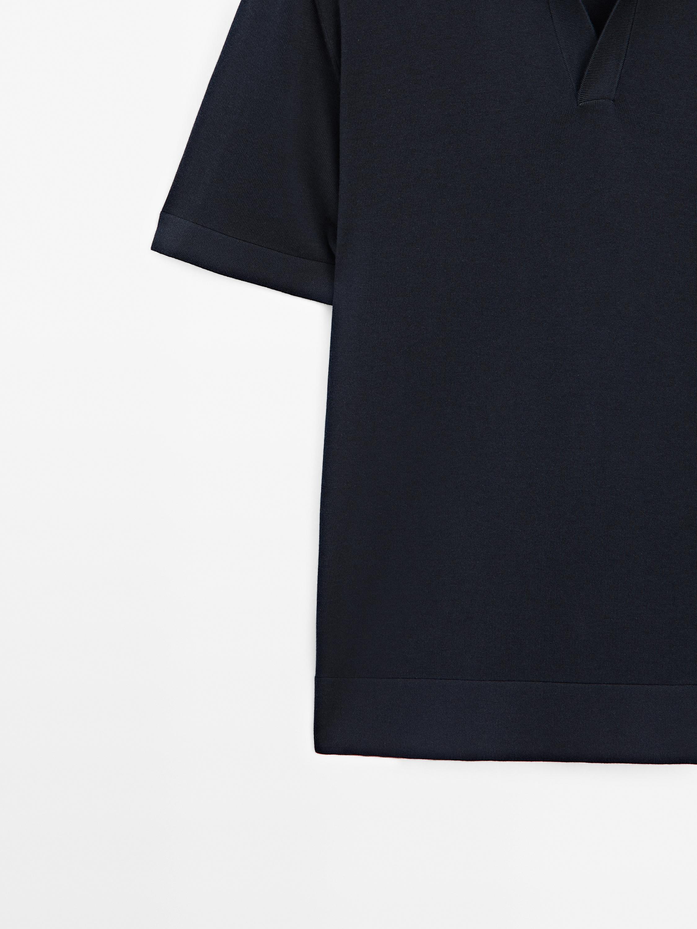 Knit V-neck polo shirt