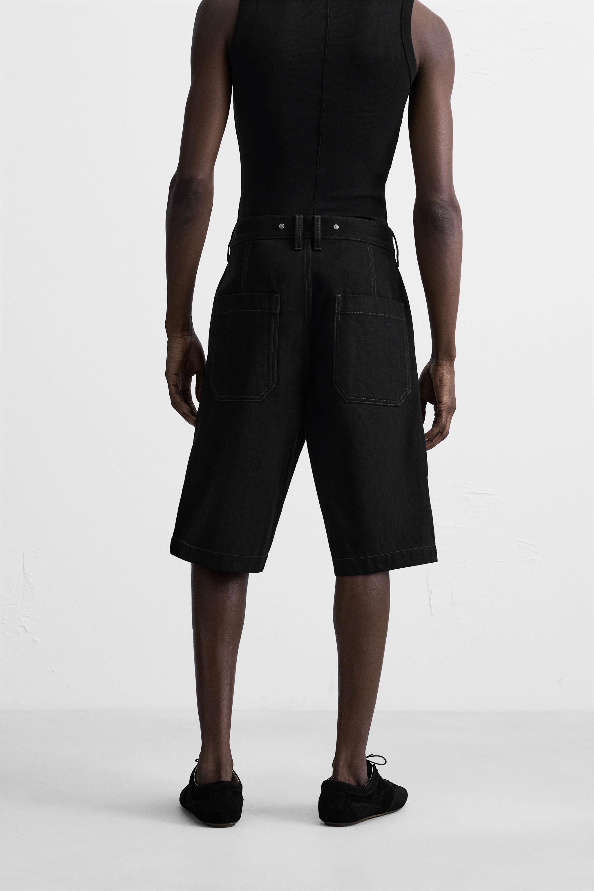 STITCHED BAGGY FIT DENIM SHORTS