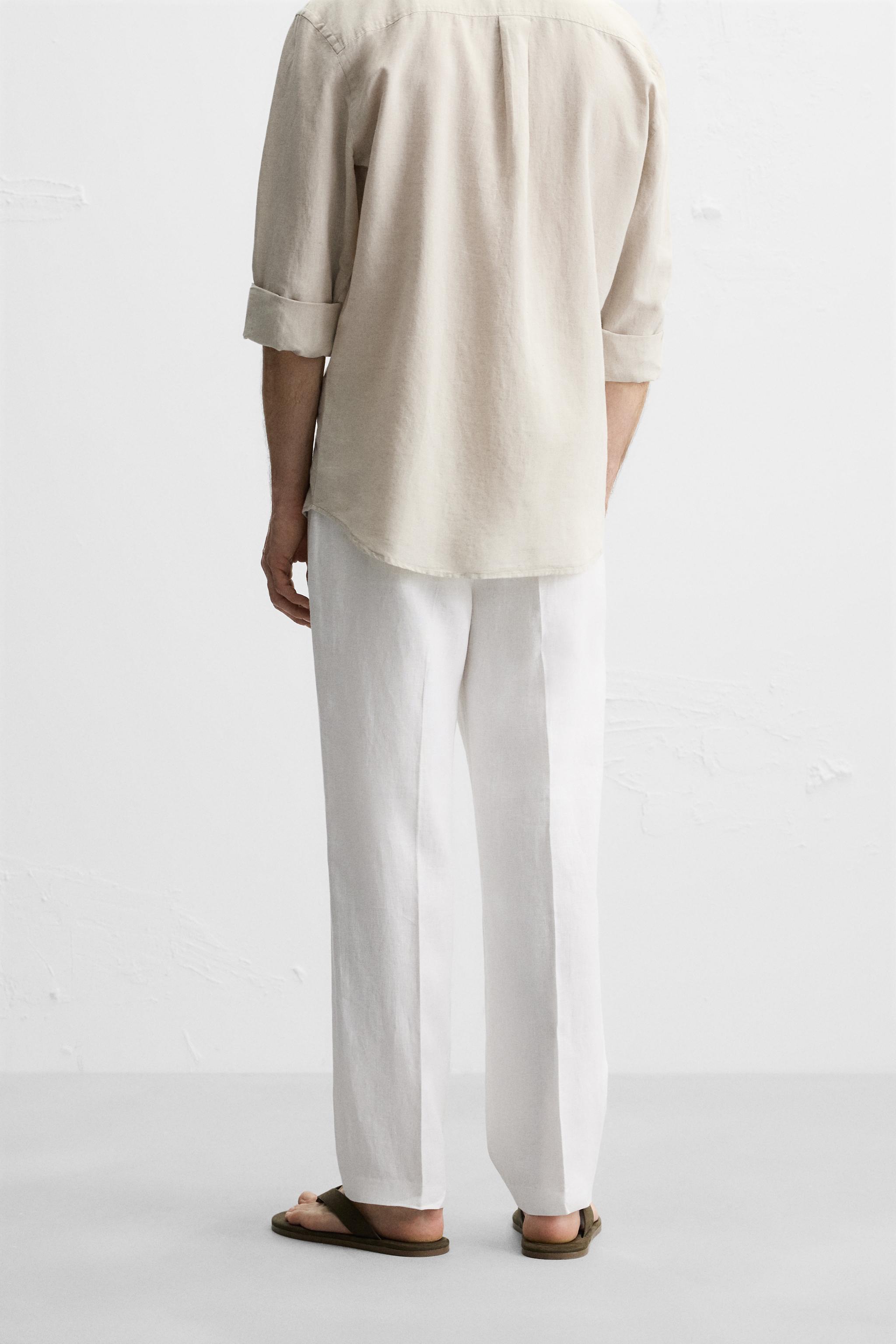 100% LINEN PLEATED PANTS