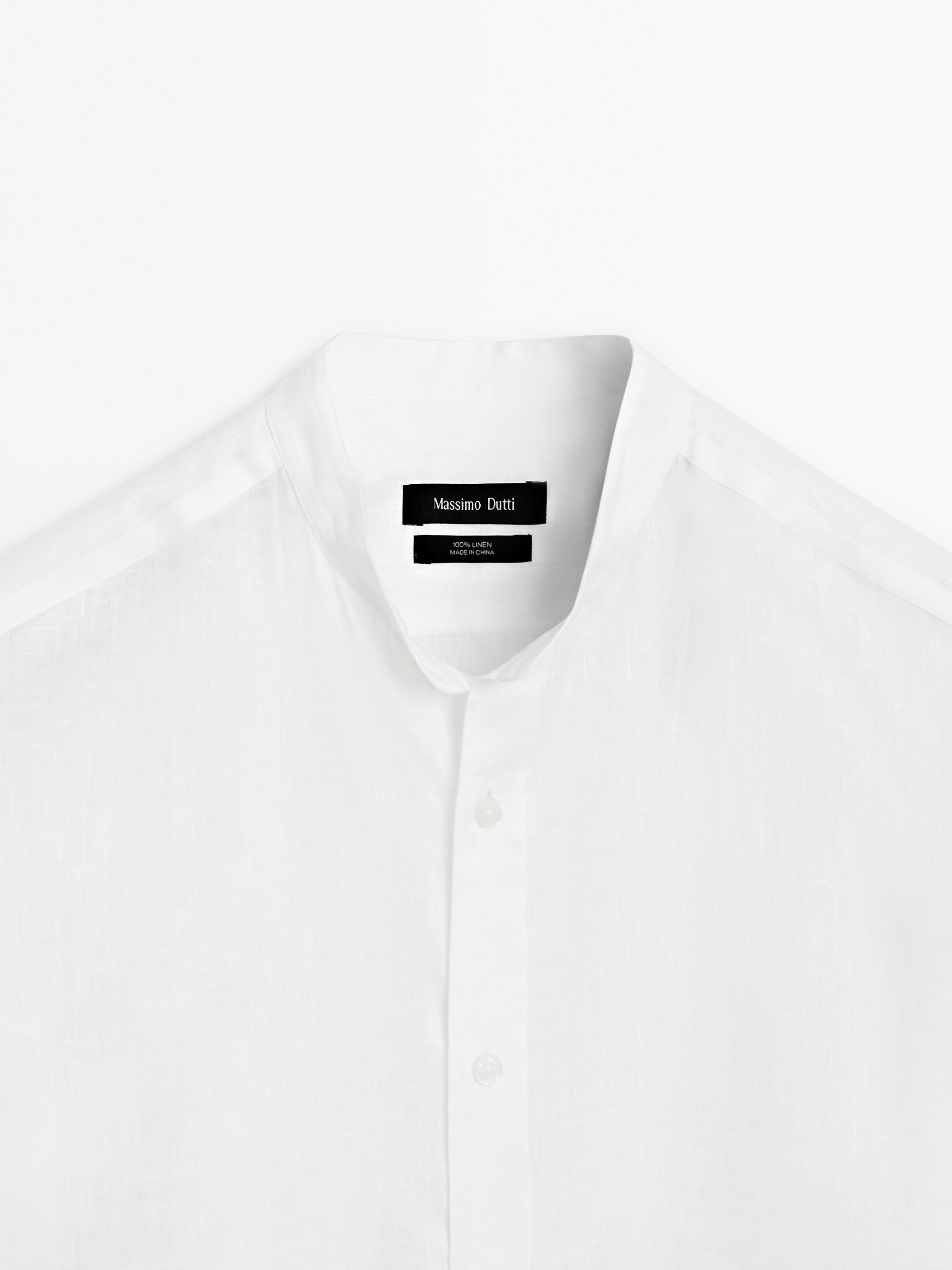 Regular-fit shirt with stand collar