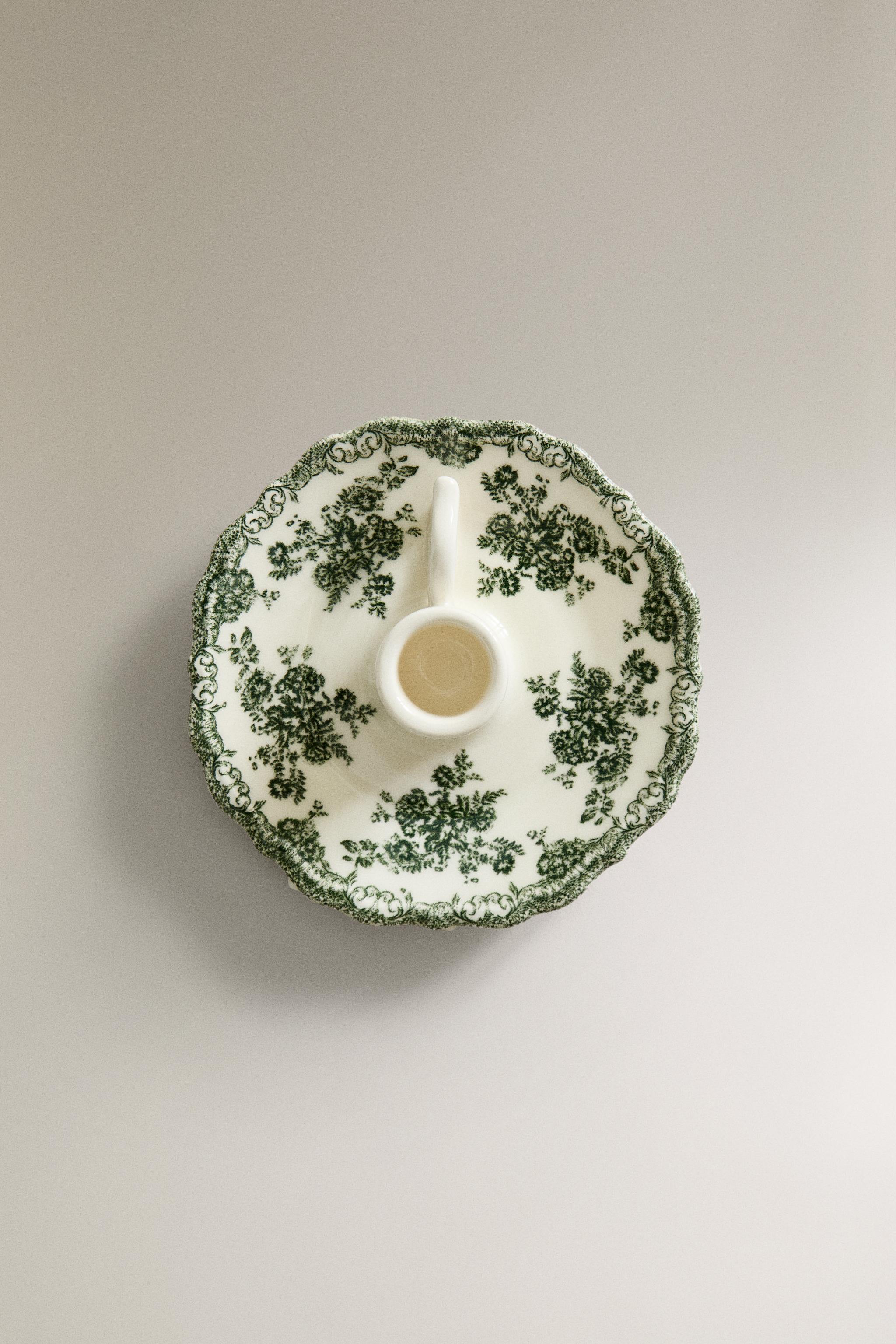 FLORAL EARTHENWARE CANDLEHOLDER