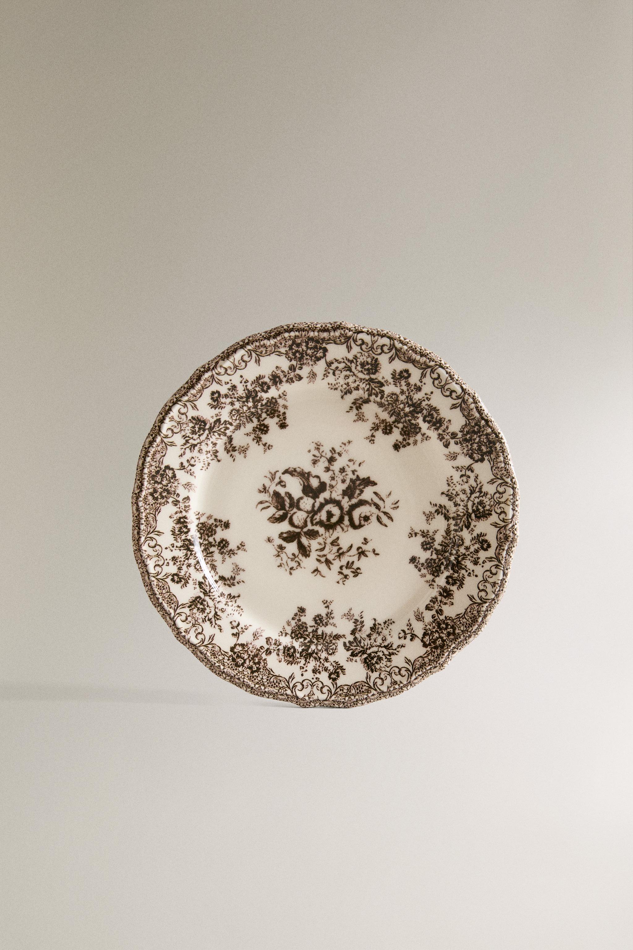 FLORAL EARTHENWARE DESSERT PLATE
