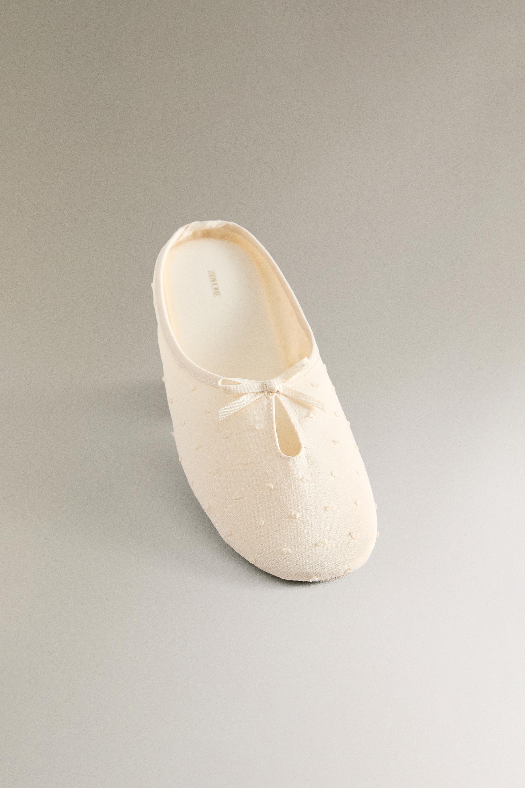 LEATHER SOLE SLIPPERS WITH BOW