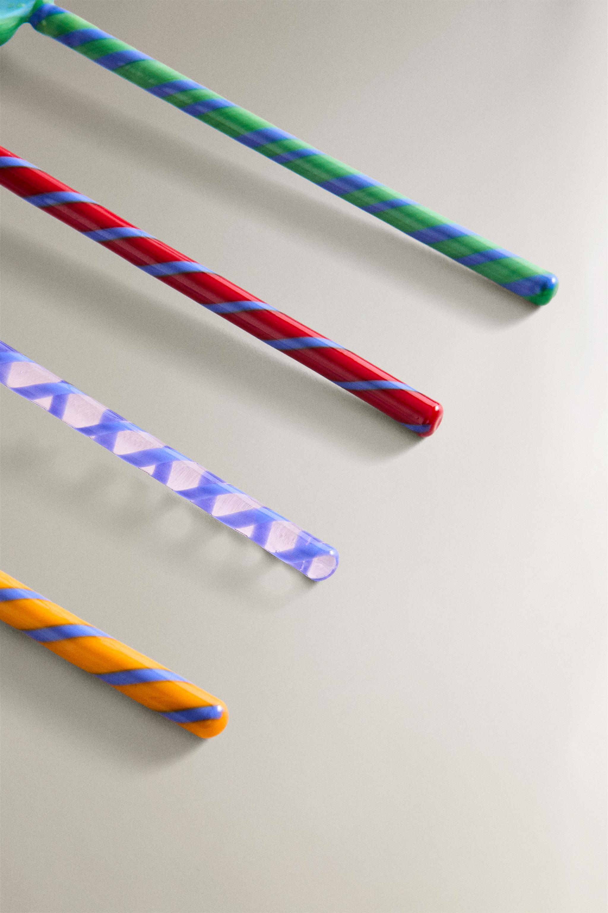 SET OF FLORAL GLASS DESSERT SPOONS (SET OF 4)