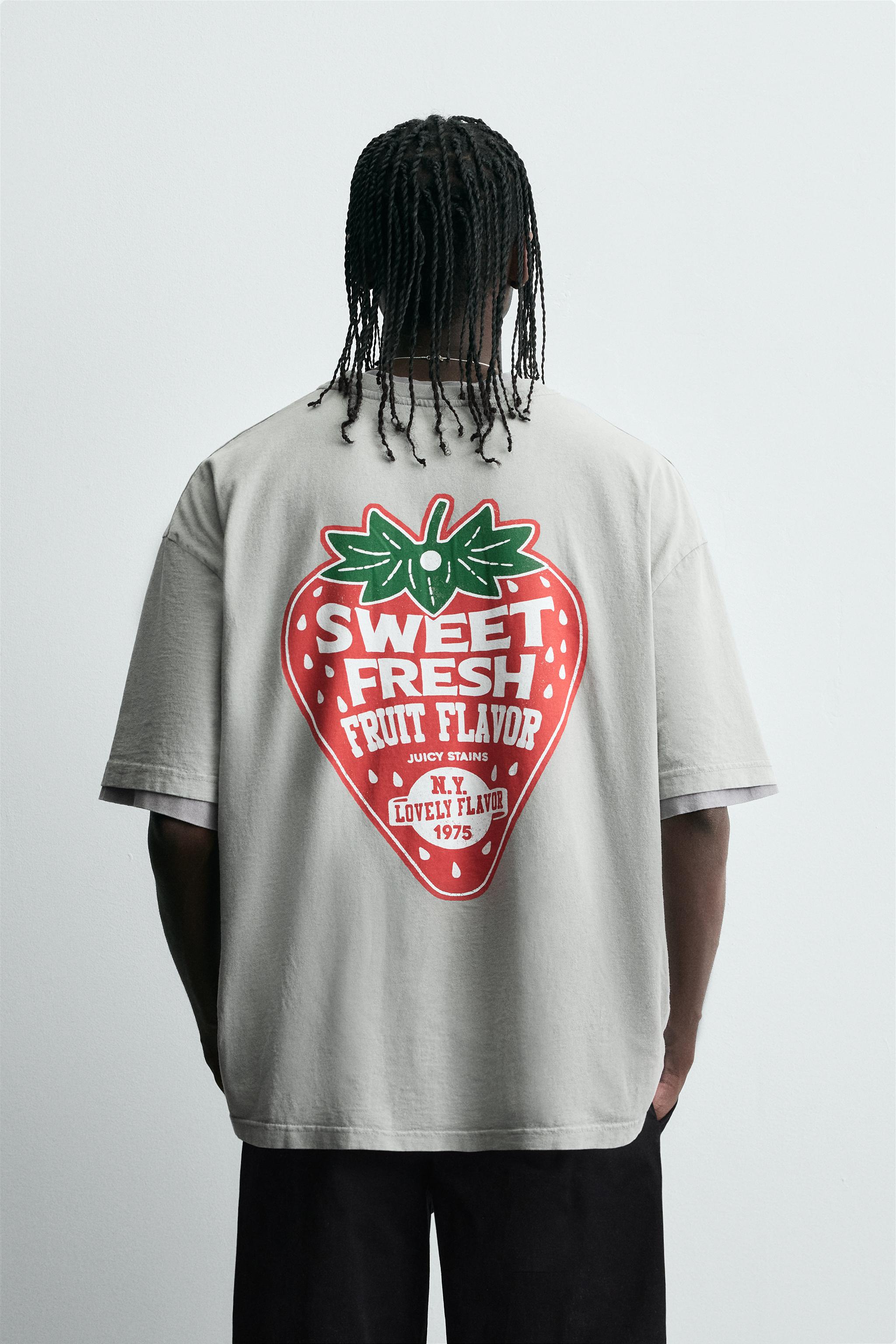 WASHED T-SHIRT WITH COMBINED PRINT