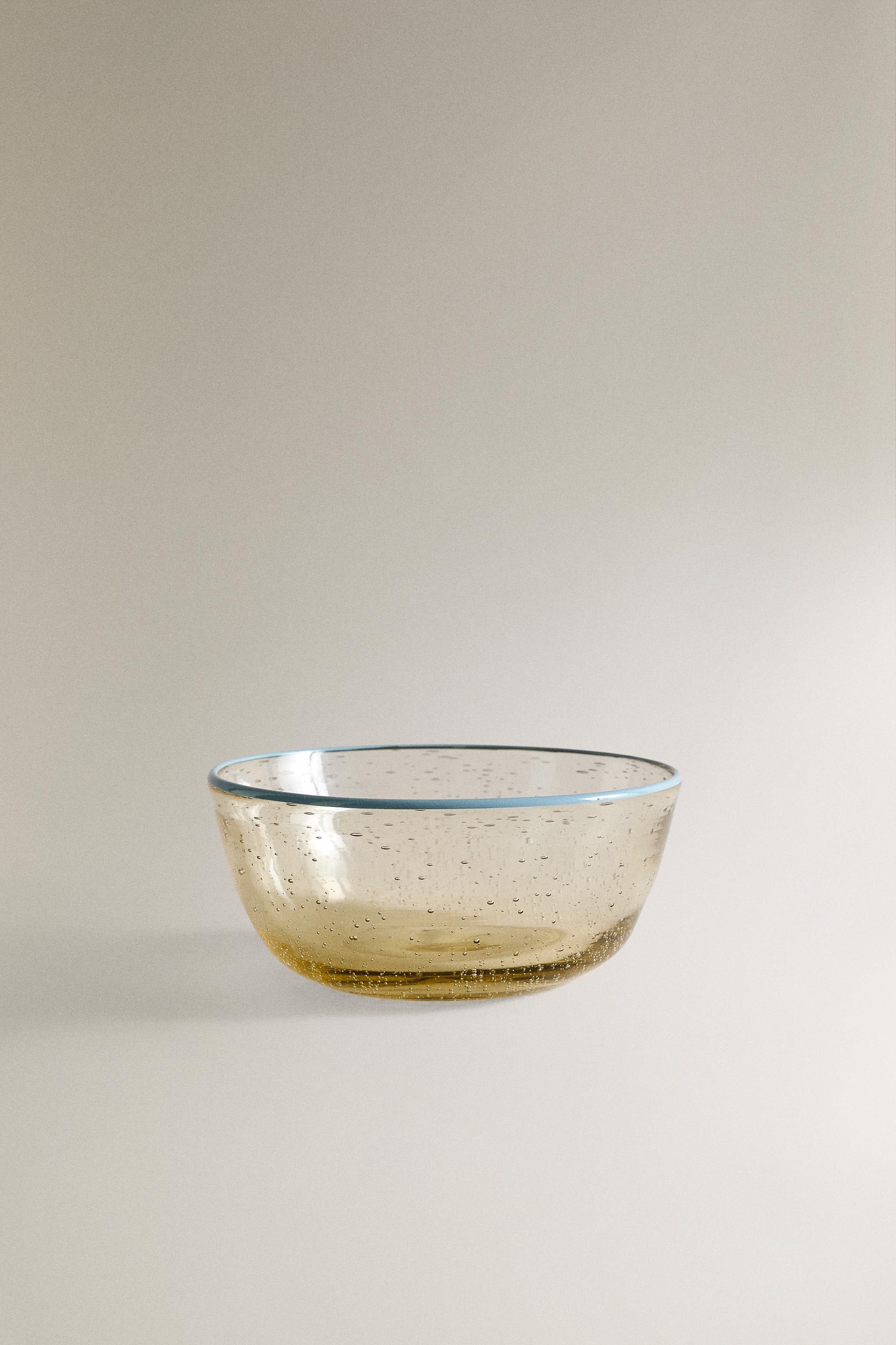 BUBBLE GLASS BOWL WITH RIM