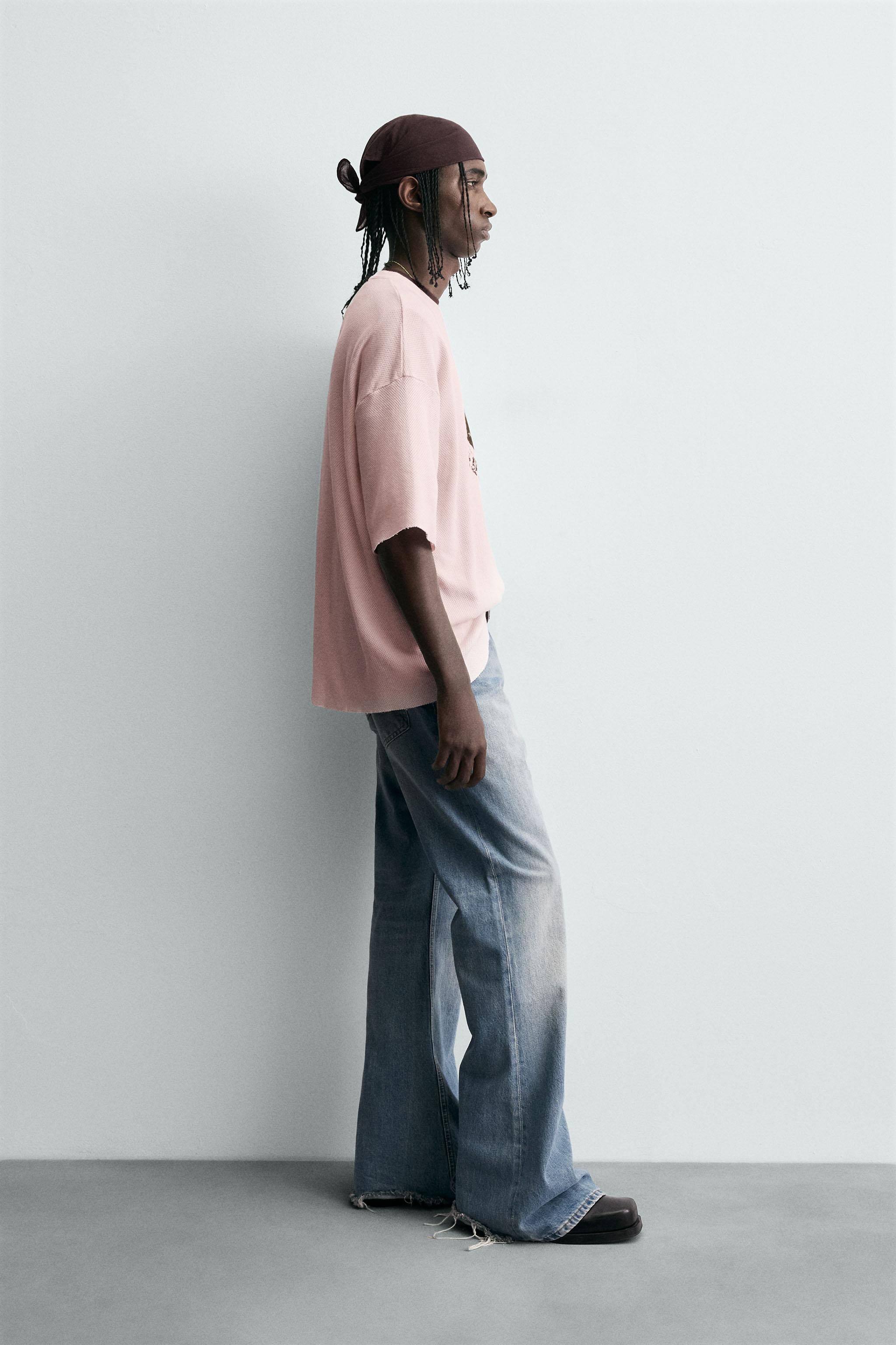 CONTRAST PRINT KNIT T-SHIRT