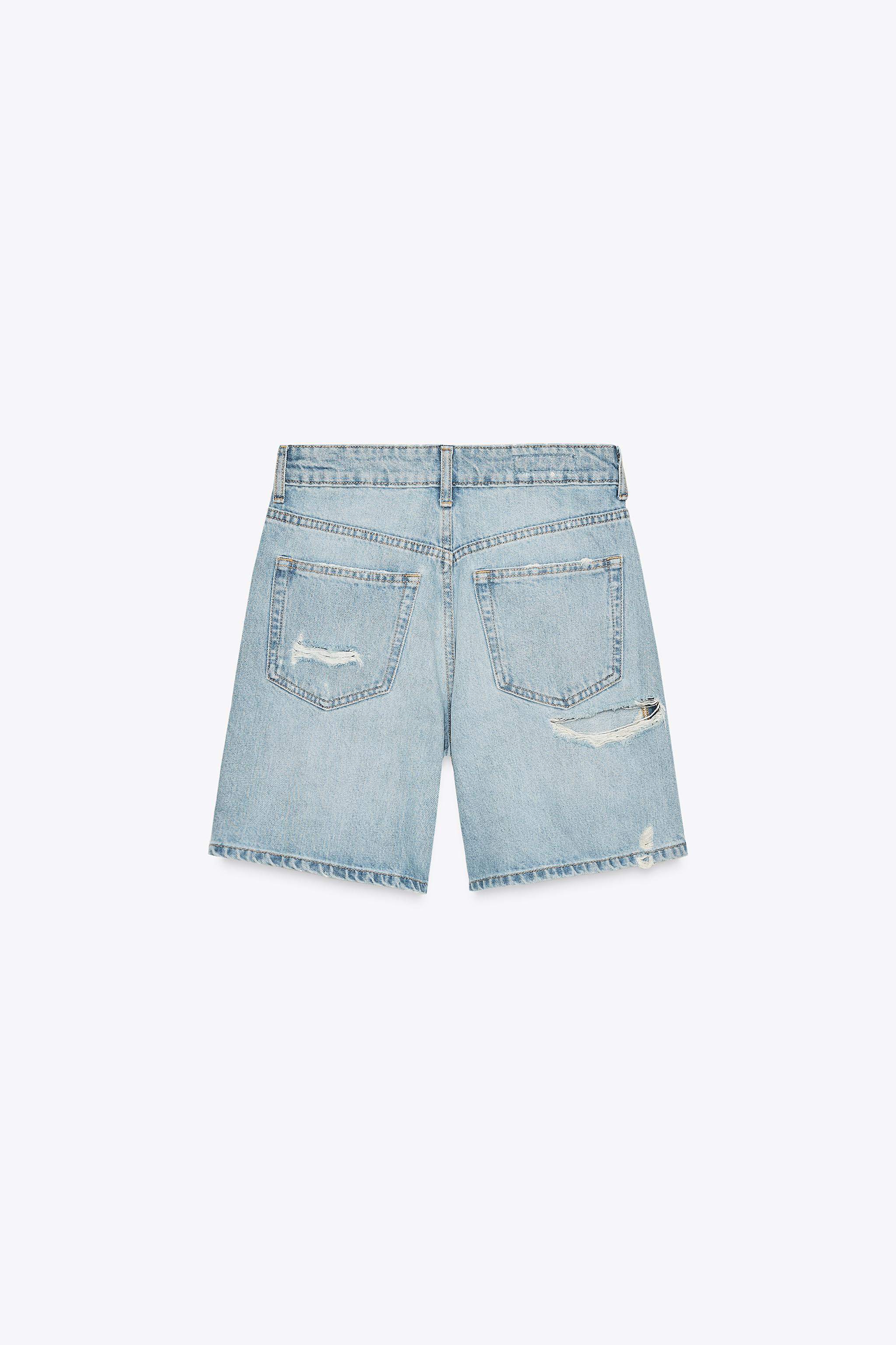 MID-RISE RIPPED TRF DENIM SHORTS