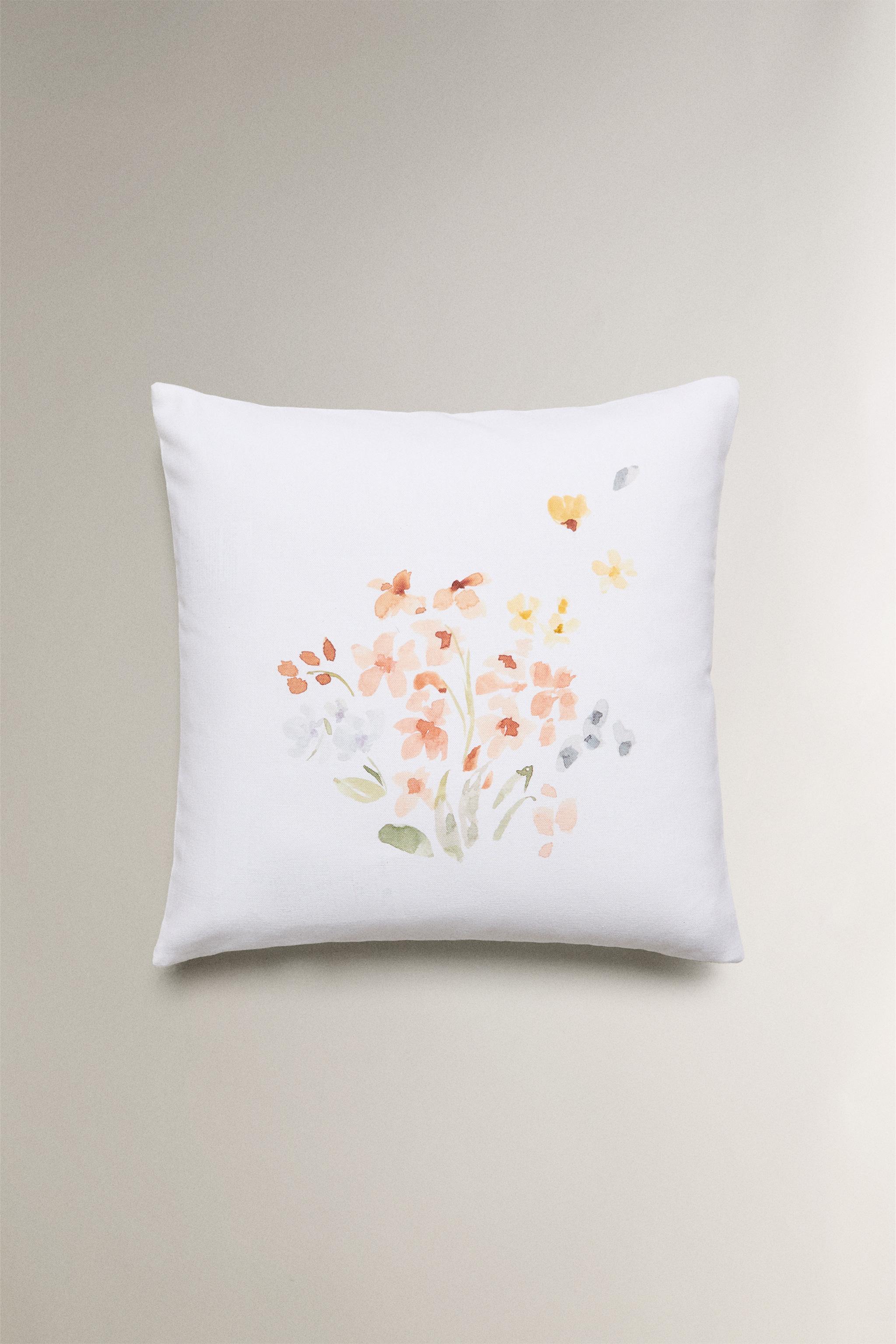 FLORAL PRINT THROW PILLOW COVER