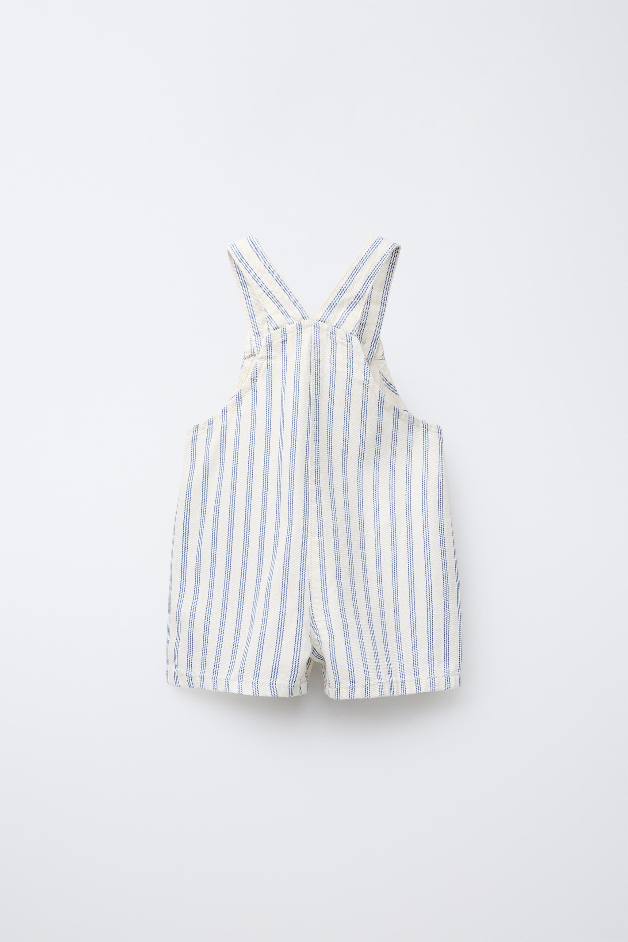 STRIPED TWILL OVERALL SHORTS