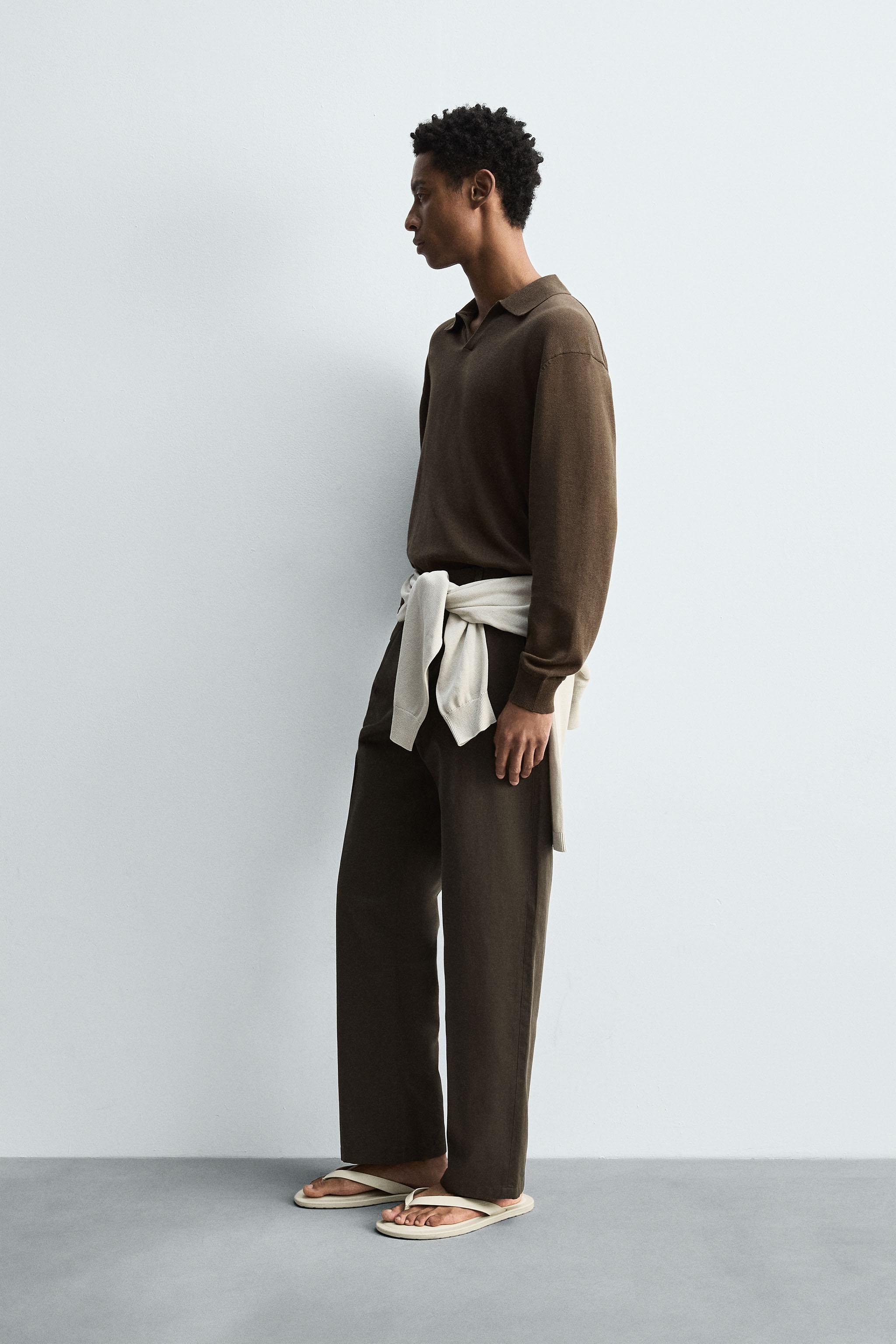 COTTON-HEMP KNIT POLO SHIRT