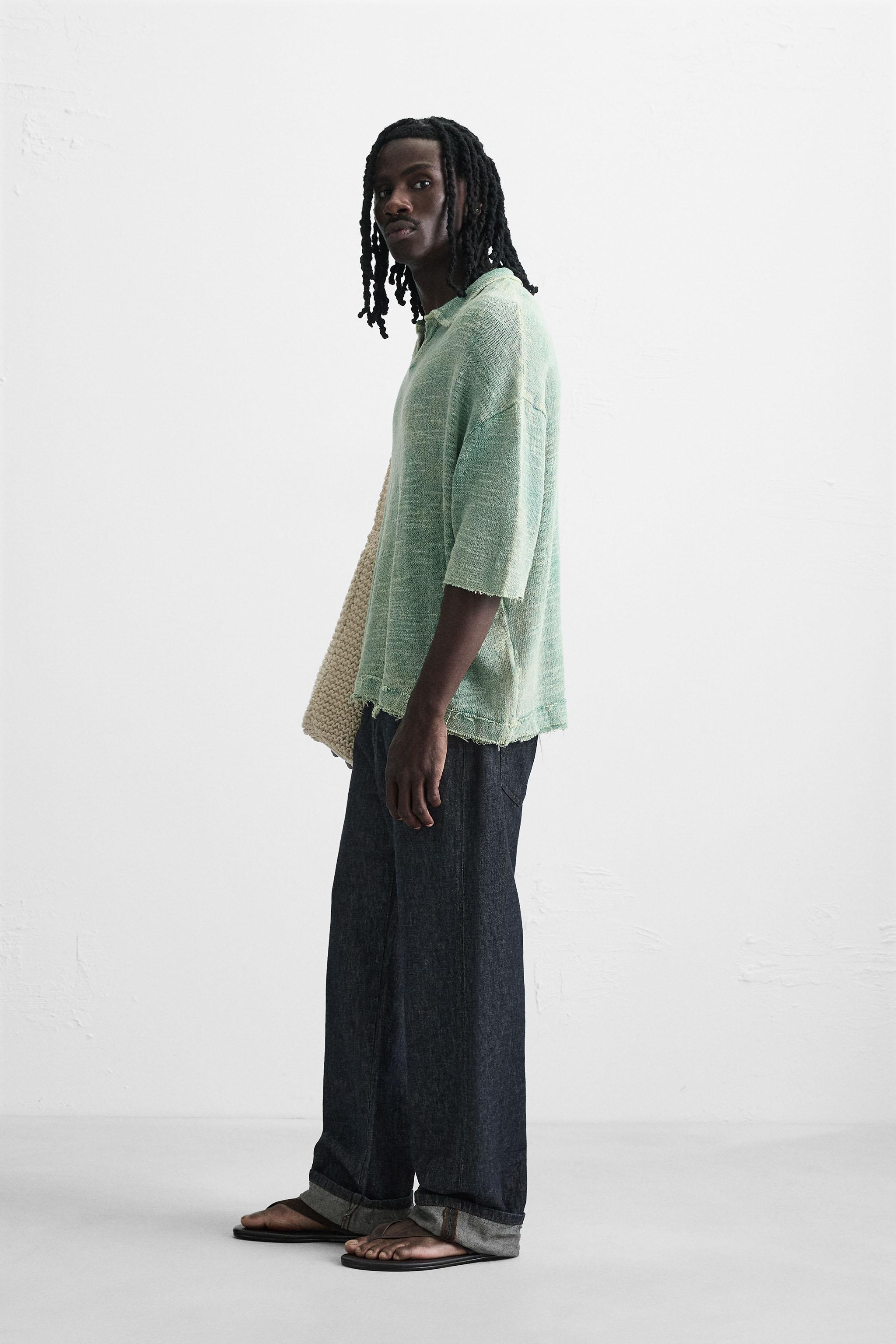 WASHED KNIT POLO SHIRT