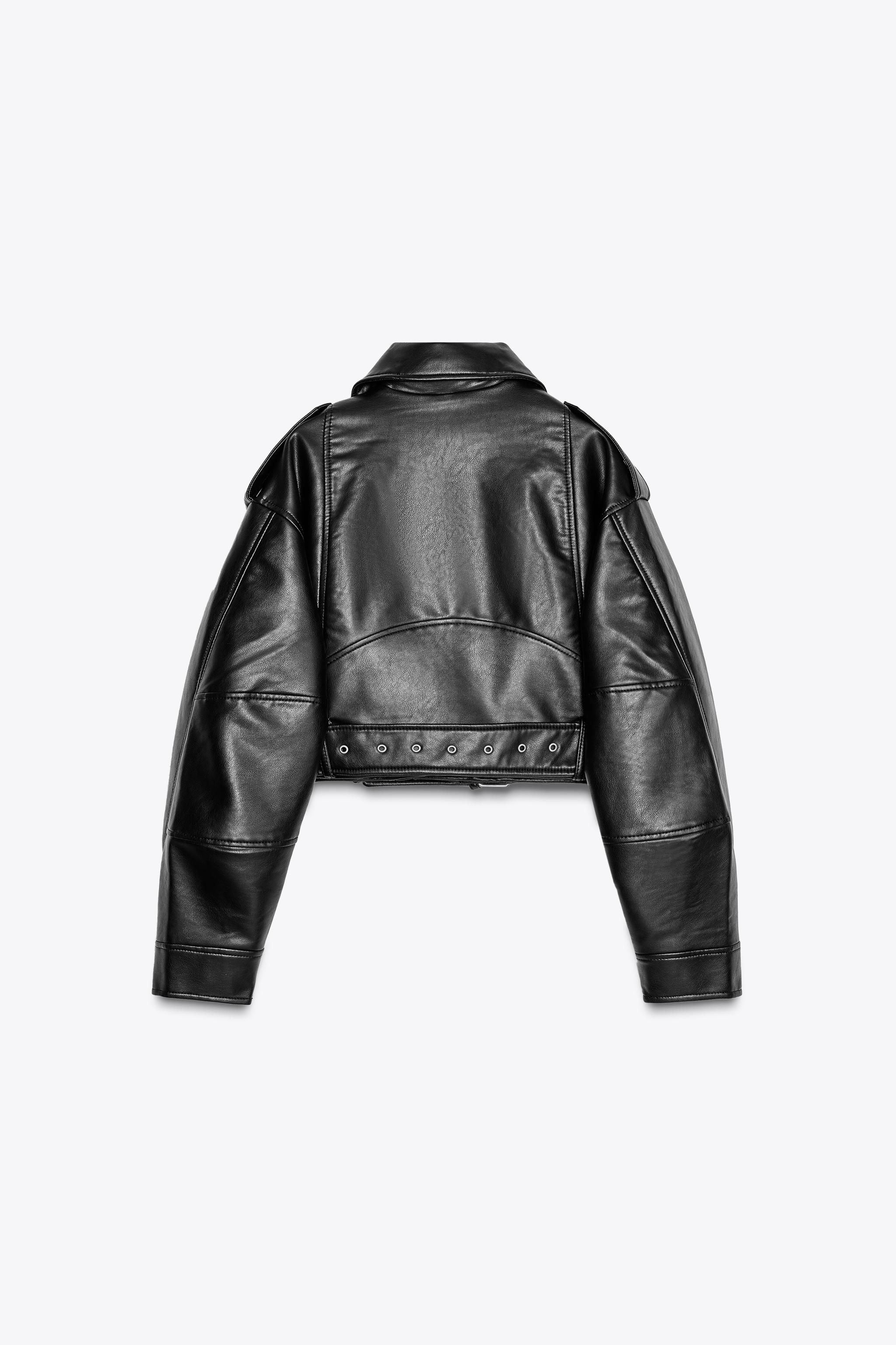 FAUX LEATHER CROP BIKER JACKET