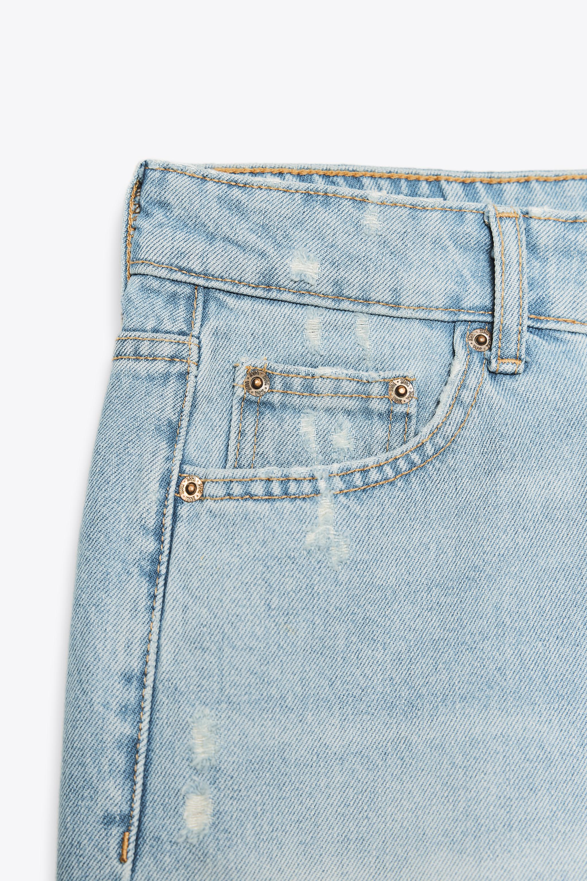 MID-RISE RIPPED TRF DENIM SHORTS