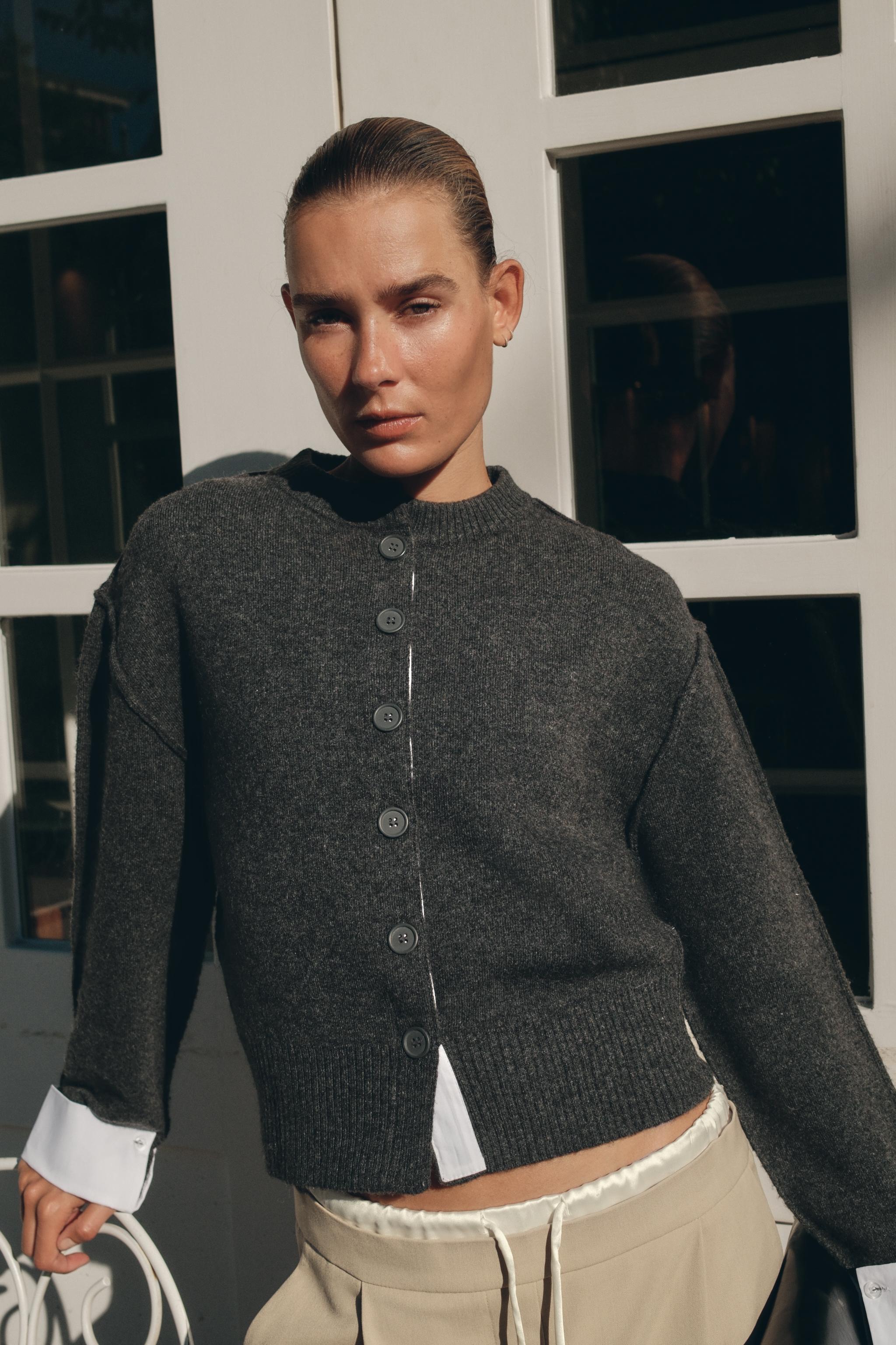 COMBINATION KNIT CARDIGAN