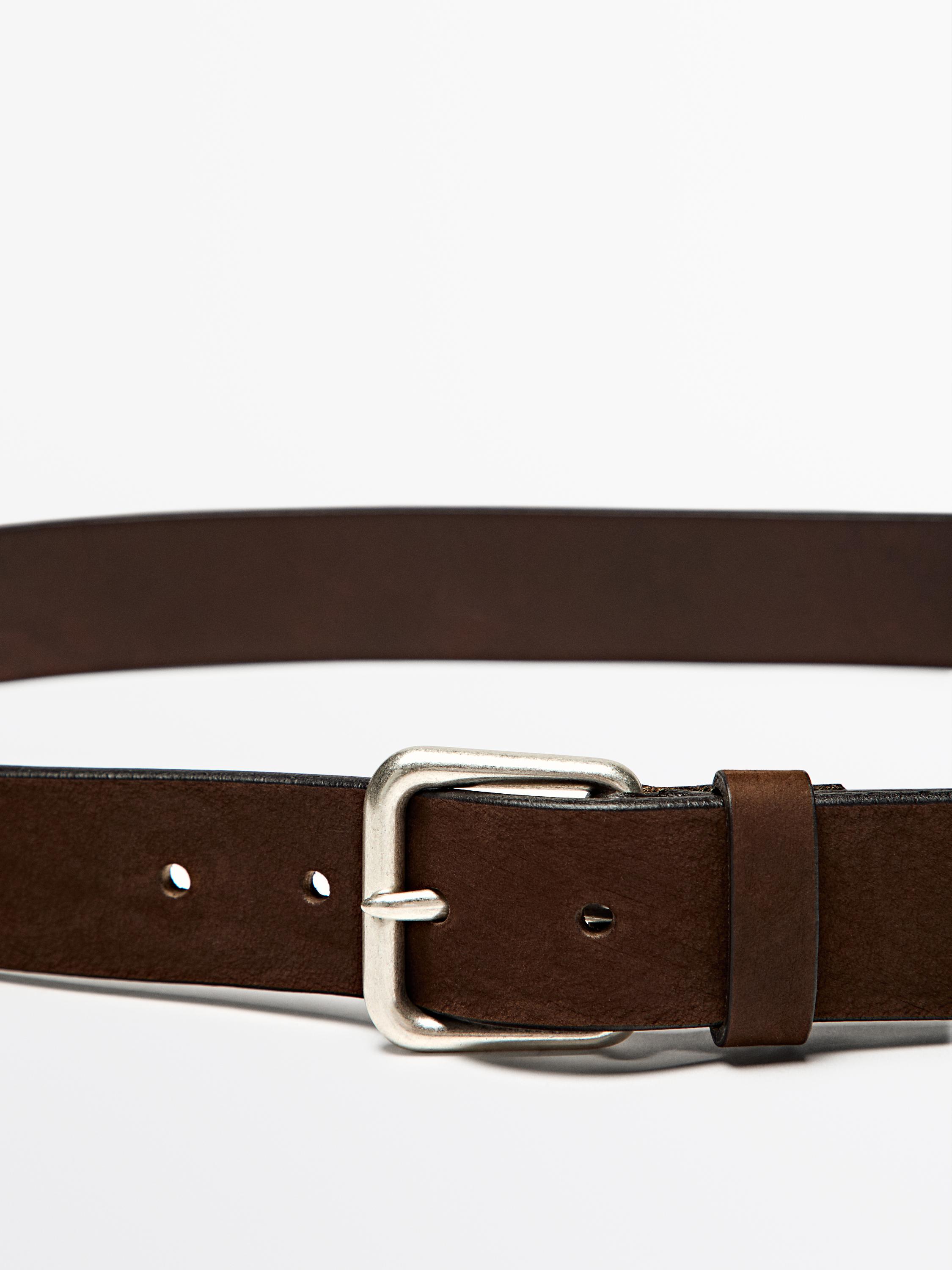 Distressed leather belt