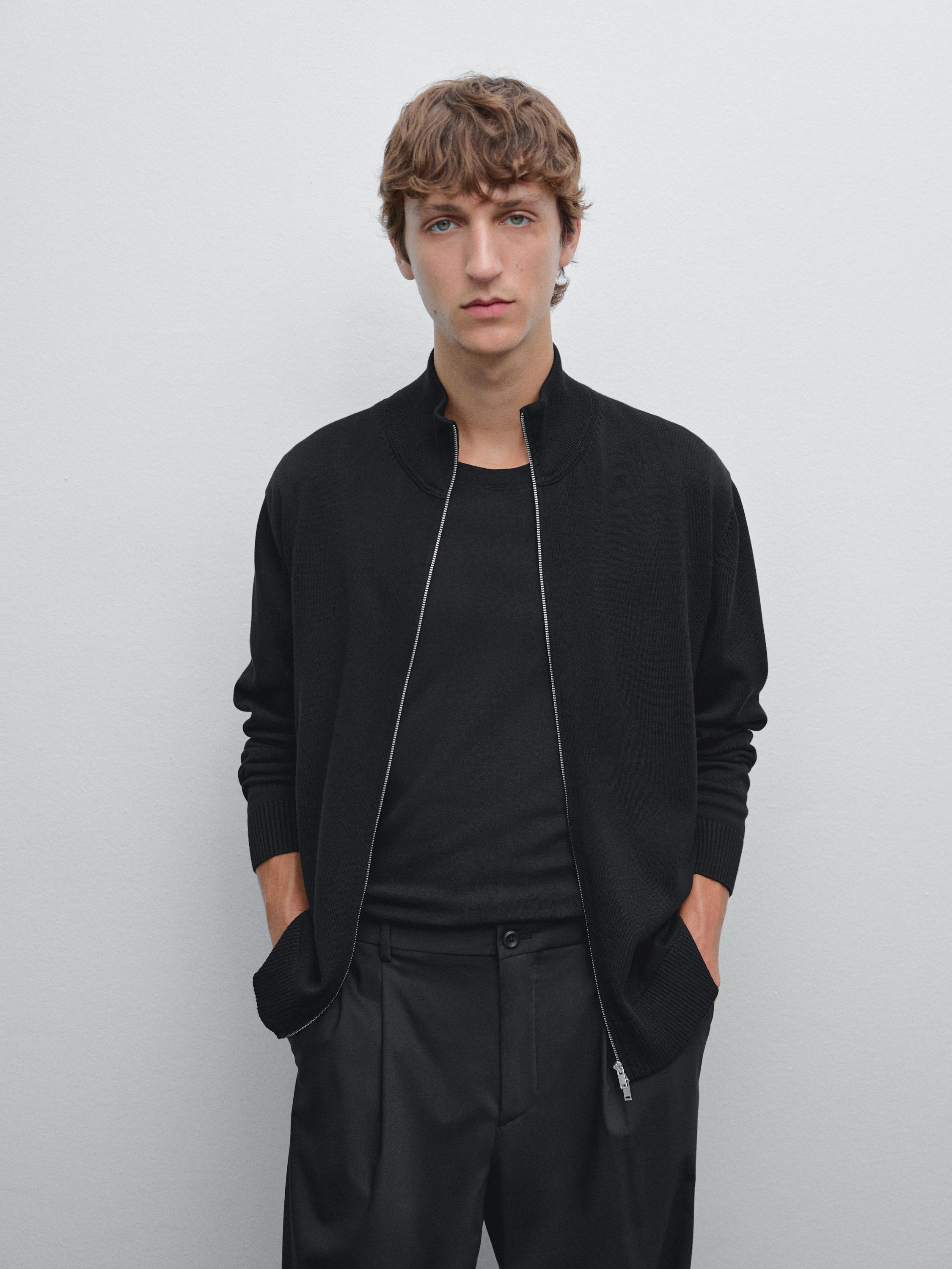 100% cotton zip cardigan