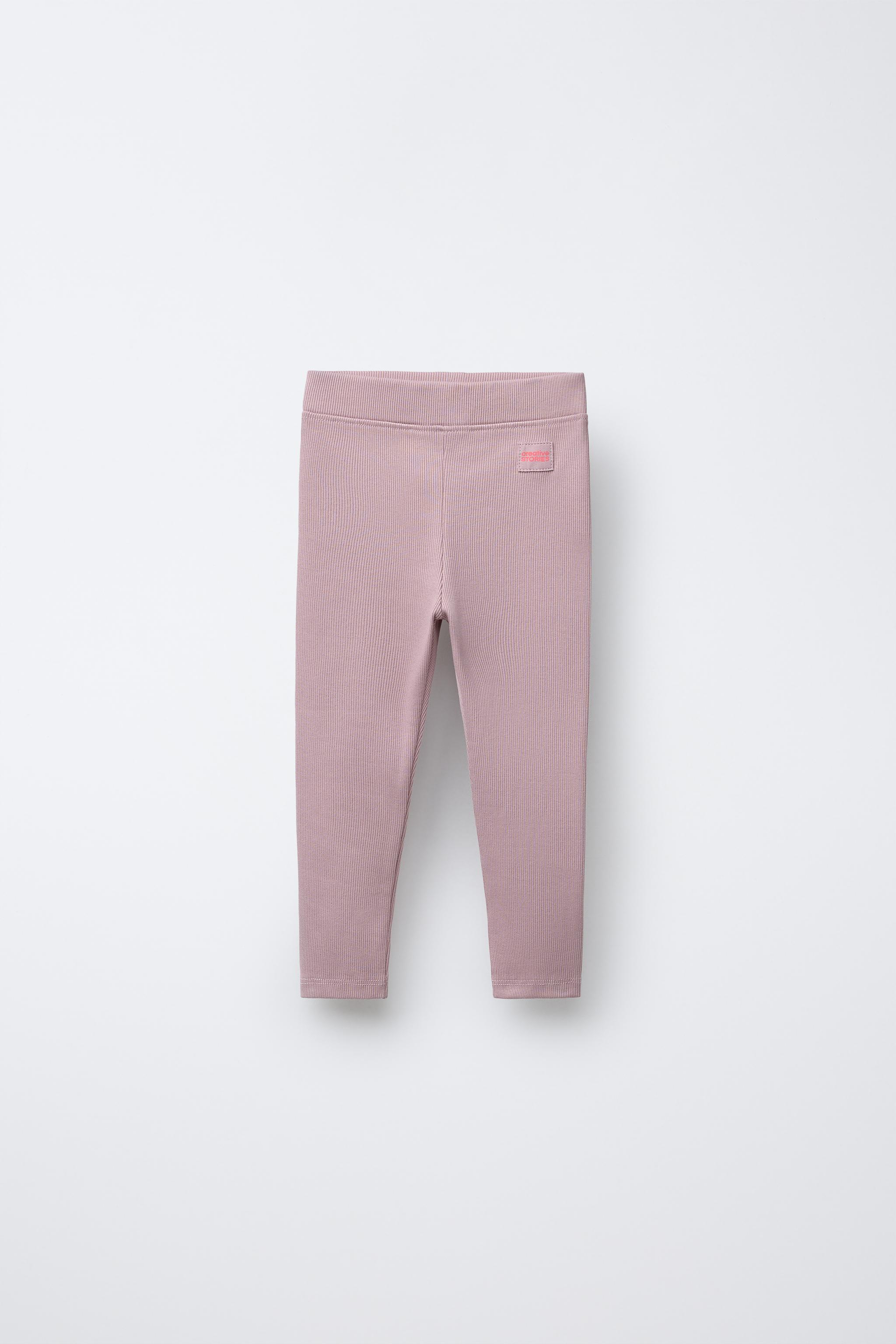 LABEL DETAIL RIBBED LEGGINGS