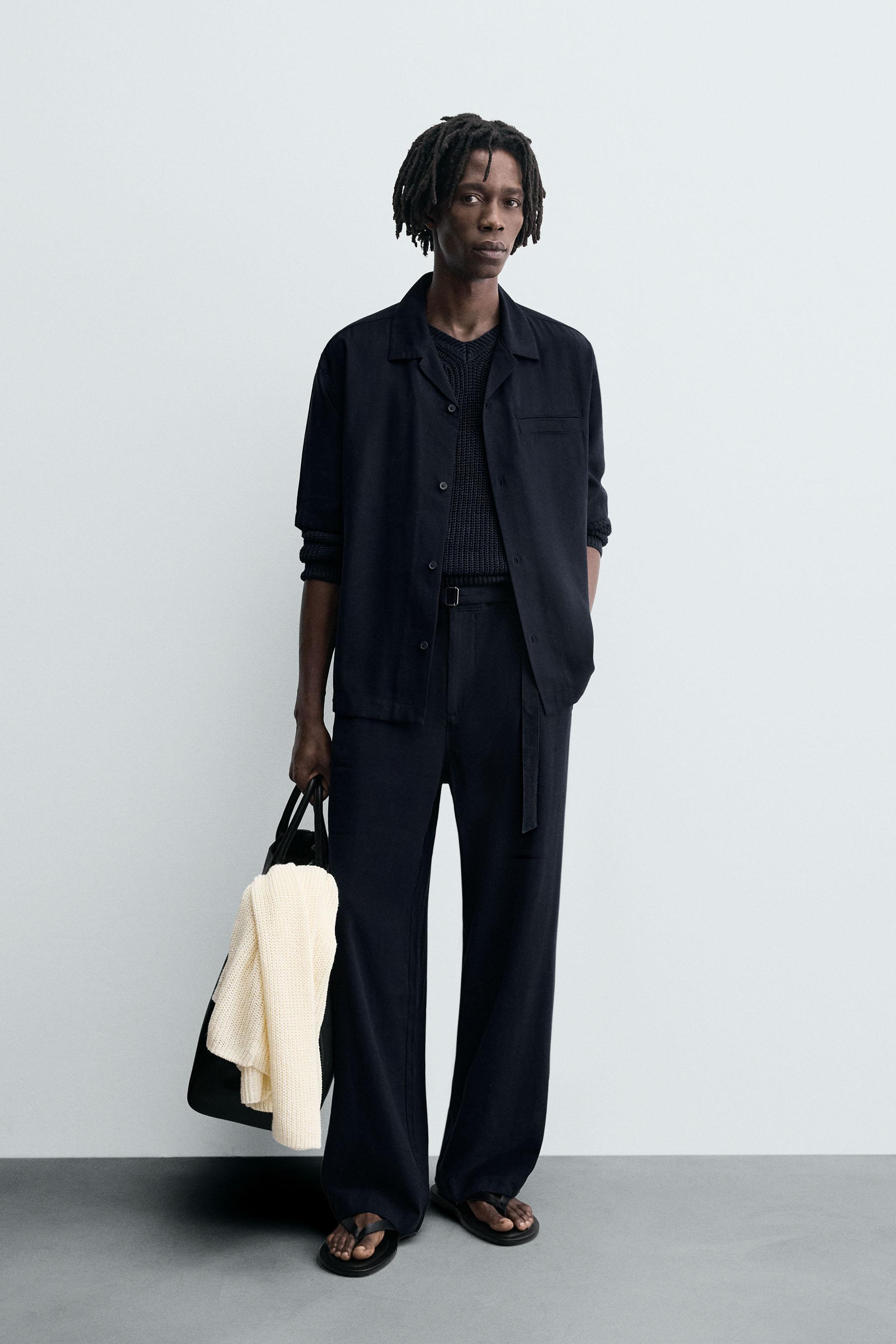 RELAXED FIT BELTED PANTS