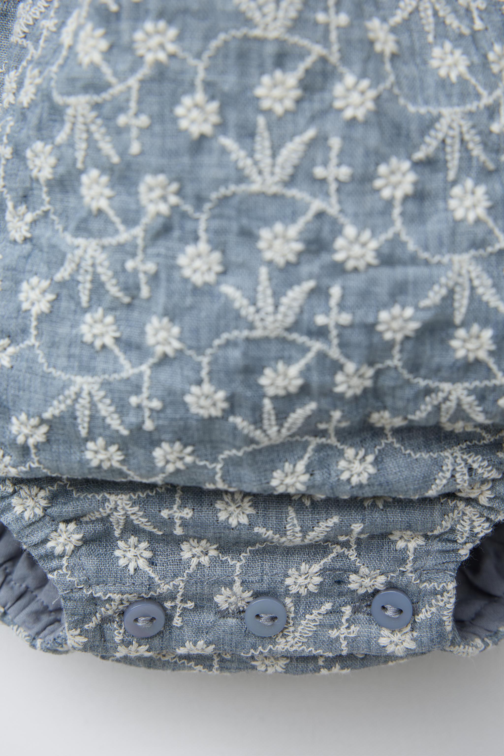 RUFFLED FLORAL EMBROIDERED ROMPER