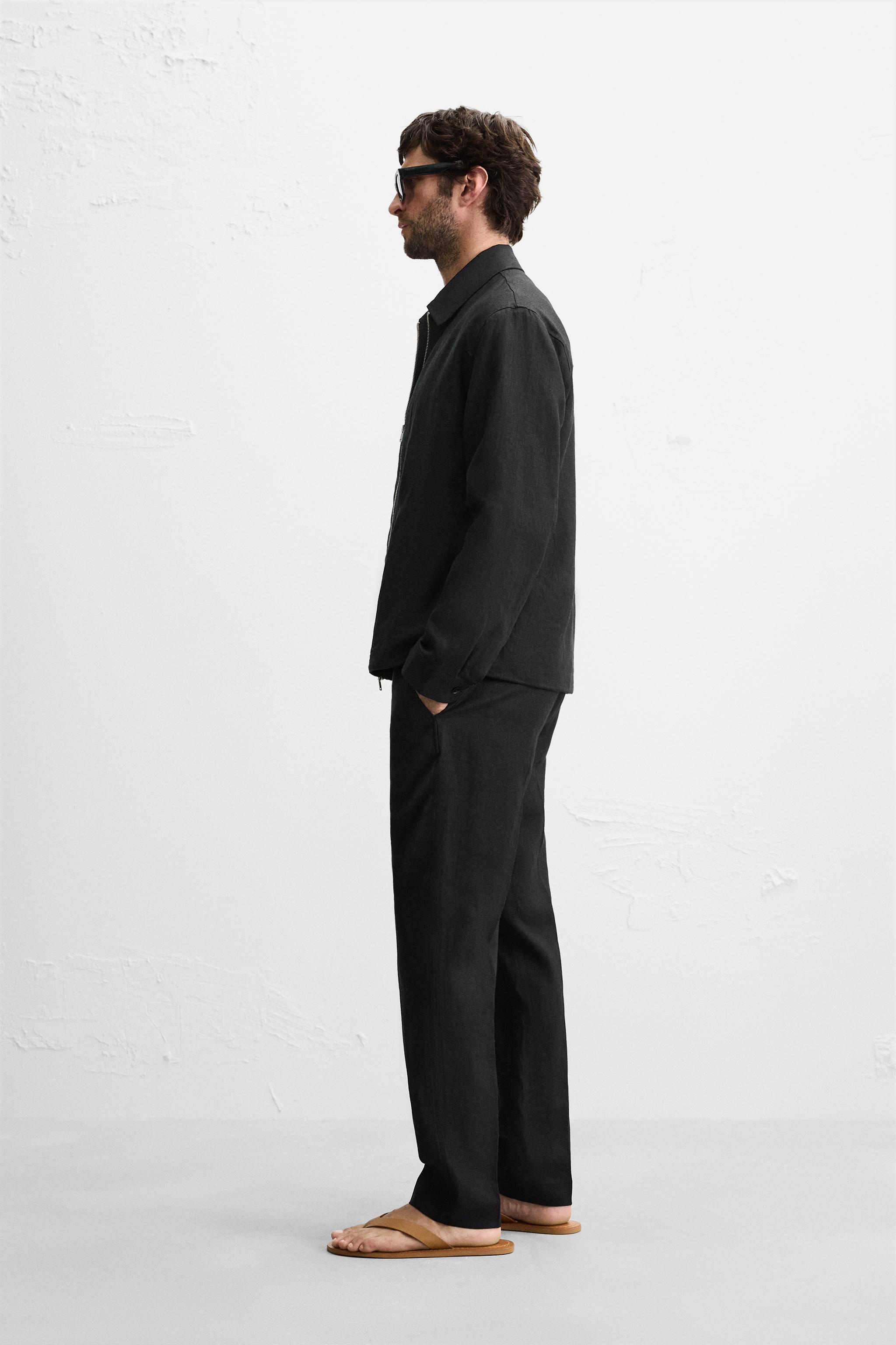 100% LINEN REGULAR FIT PANTS