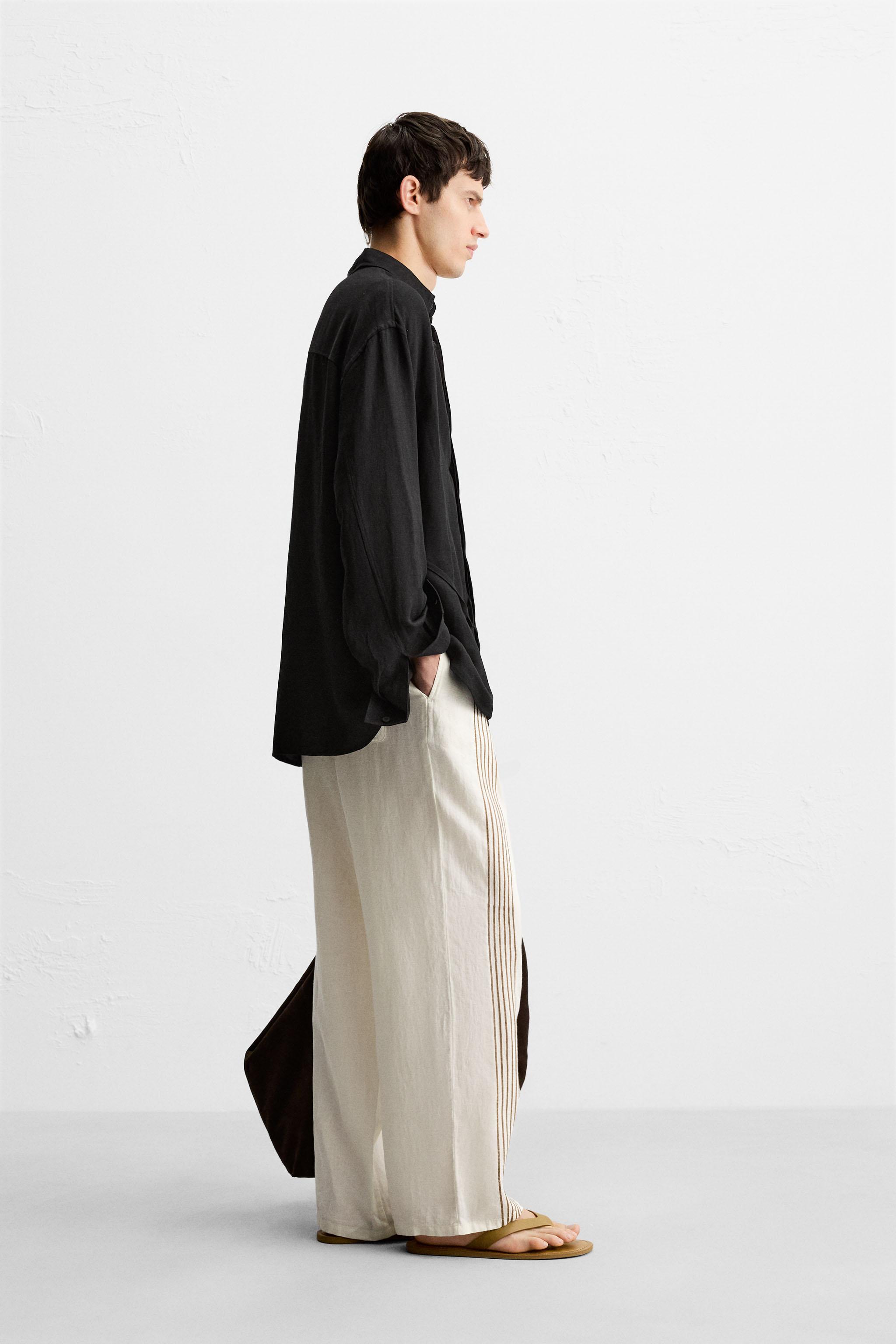 100% LINEN EMBROIDERED PANTS