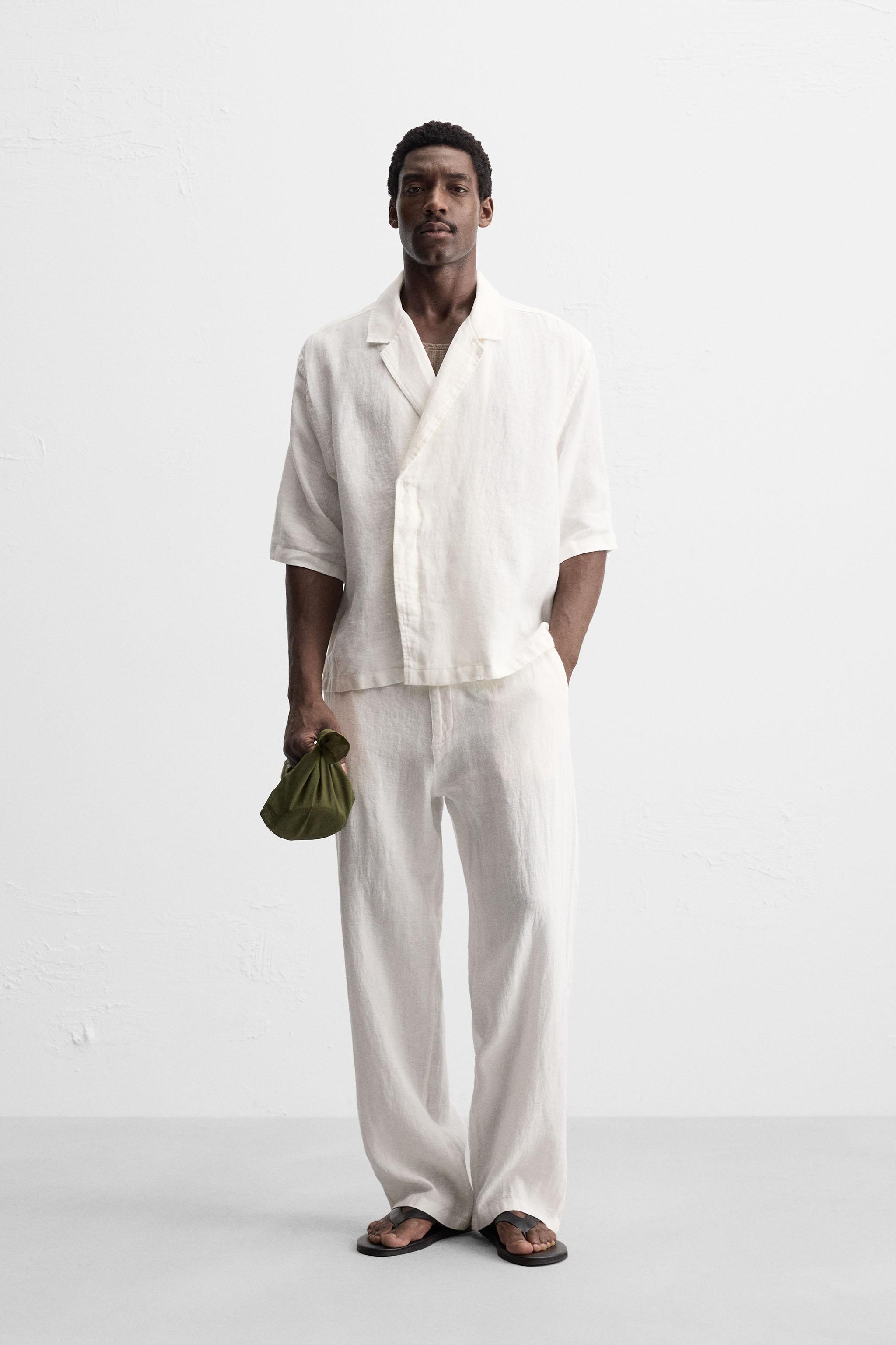 RELAXED FIT 100% LINEN PANTS