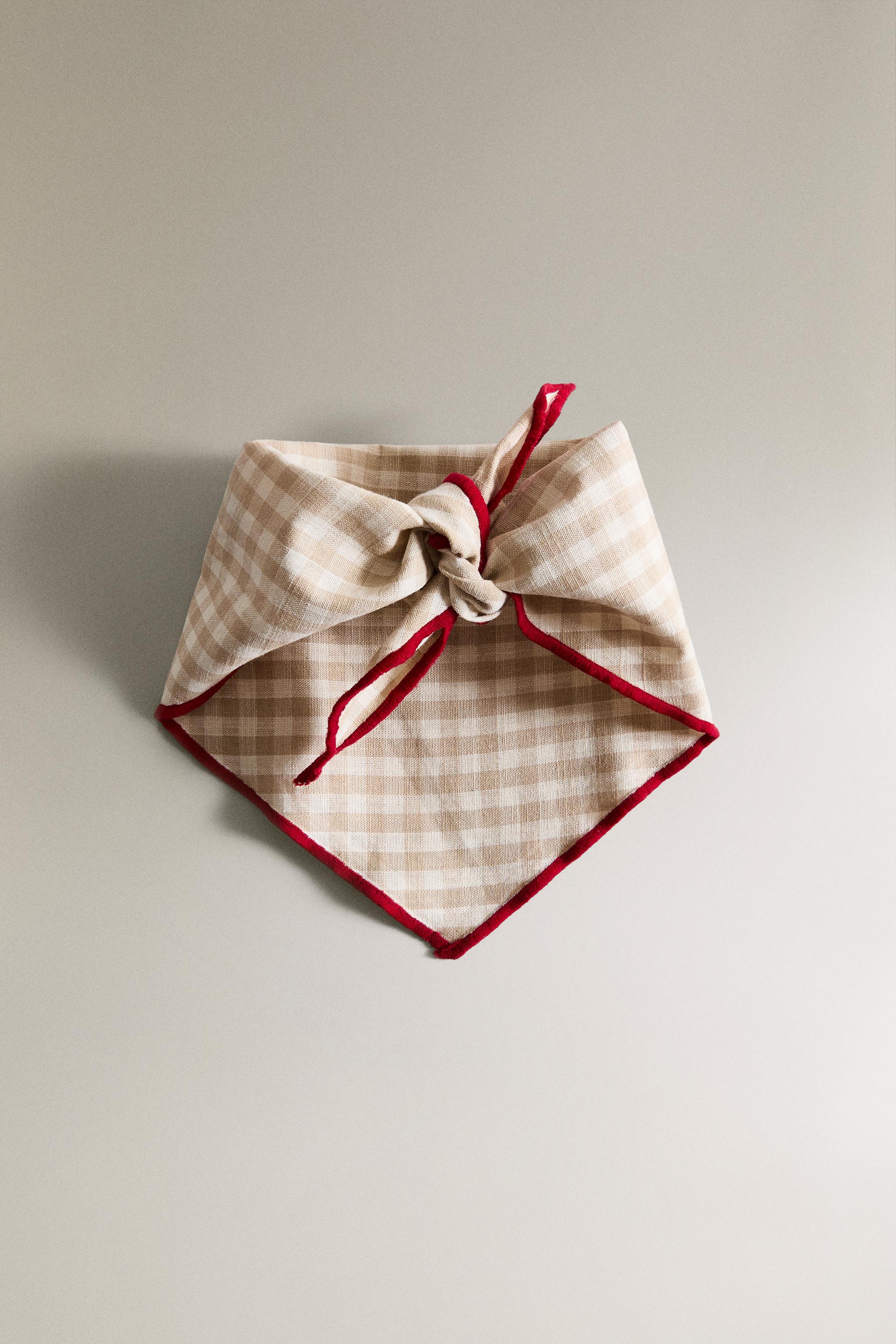 LINEN COTTON CHECKED PET BANDANA