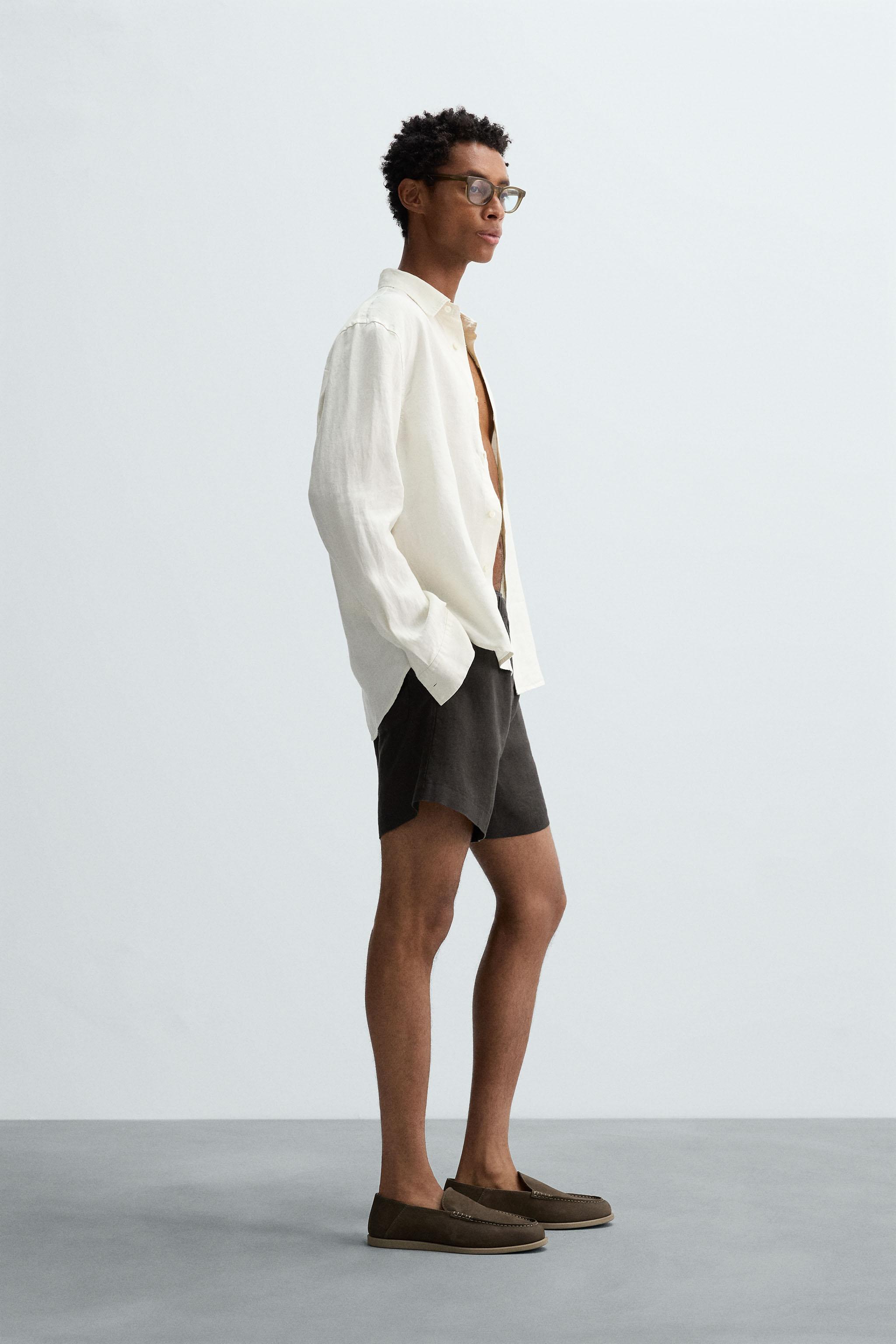 100% LINEN BERMUDA SHORTS
