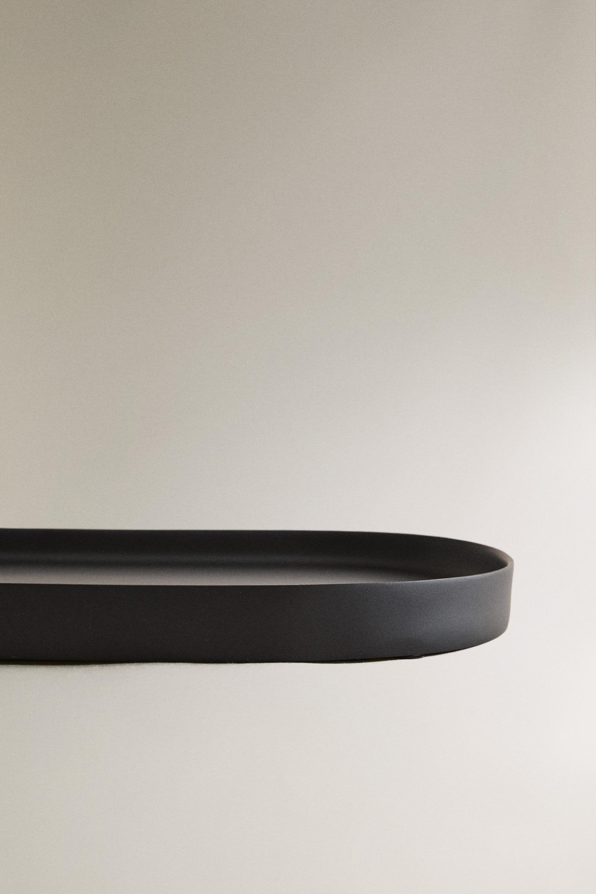 LARGE BLACK RESIN BATHROOM TRAY
