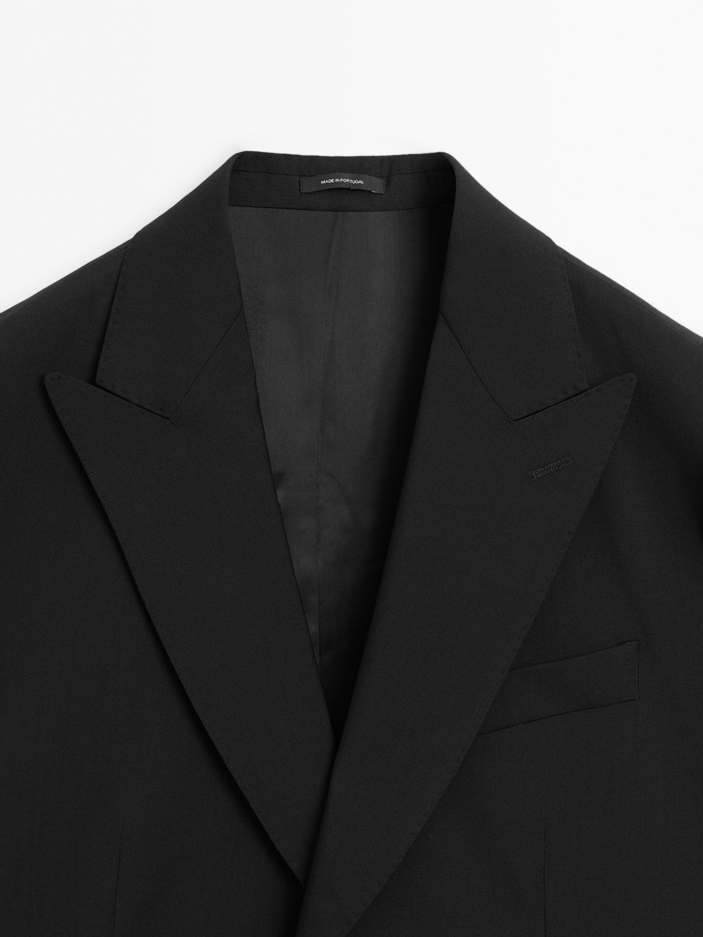 Plain 100% wool suit blazer