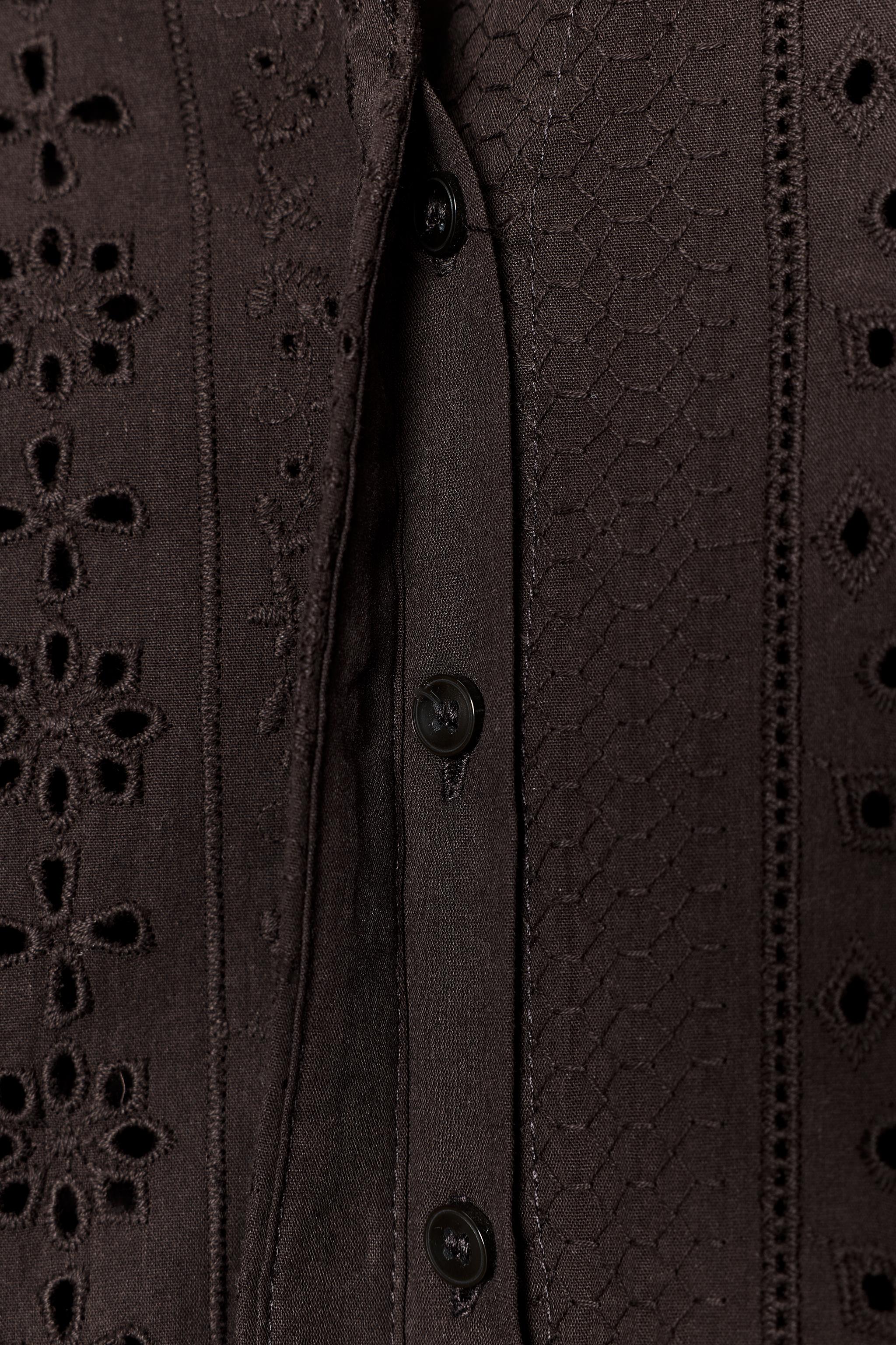 PUFF SLEEVE SHIRT WITH PERFORATED EMBROIDERY