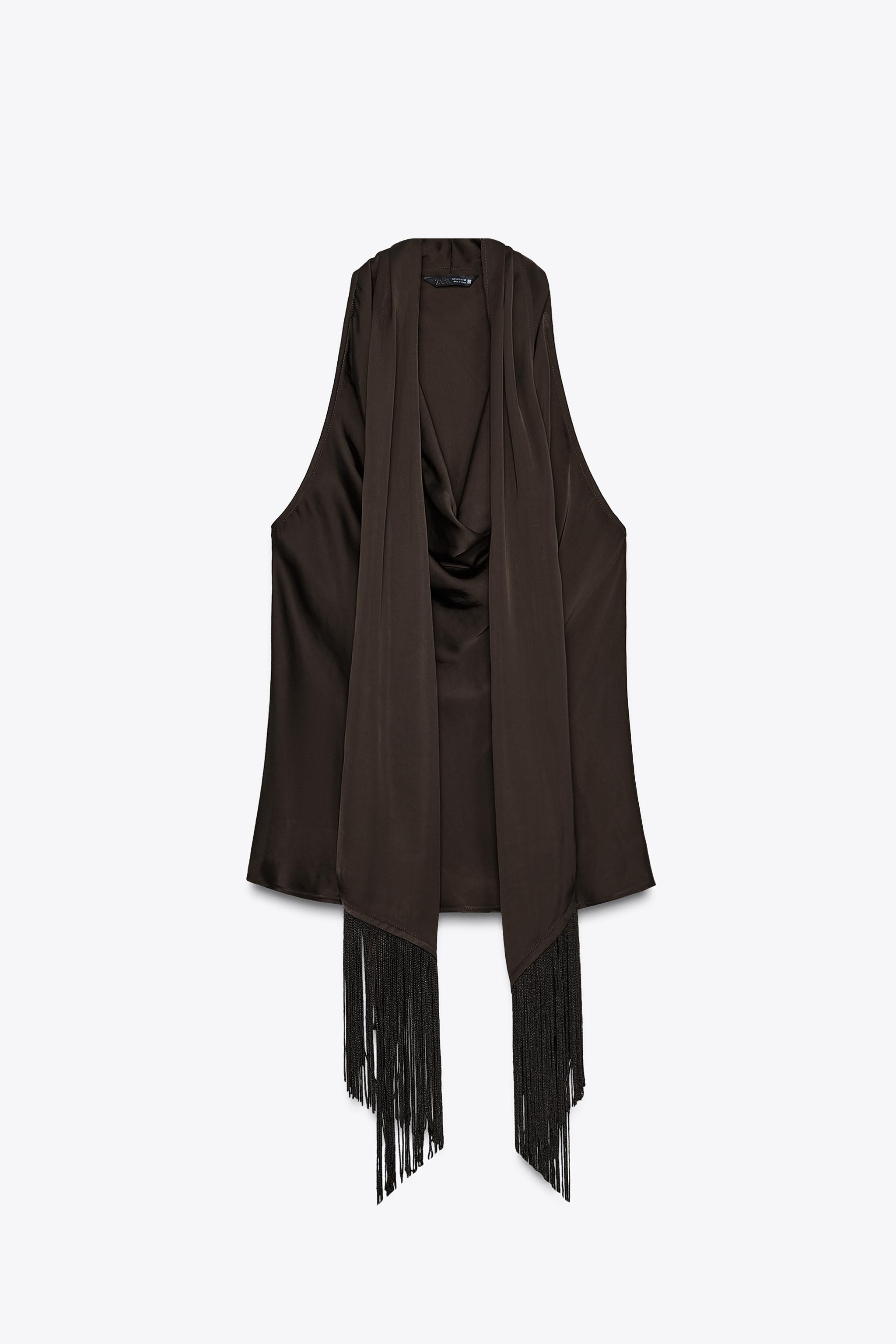 FRINGED SATIN EFFECT TOP